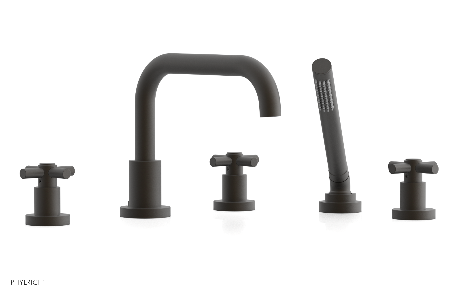 Premium Deck Mount Tub Faucet with Hand Shower - D2136D1 Tubular Cross Handles for Bathroom Sink & Bathtub | Perfect for Modern Home Renovation & Spa-Like Bathing Experience