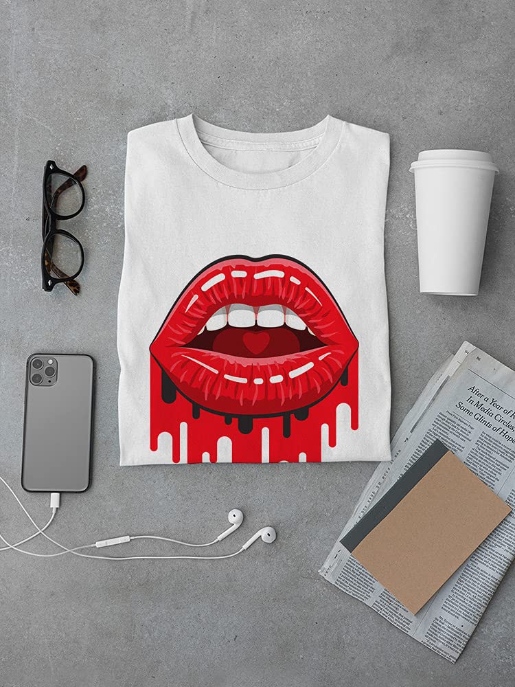 Dripping Red Graphic T-Shirt for Men - Bold Red Lipstick Print Tee - Casual Streetwear & Urban Fashion - Perfect for Parties, Concerts, and Nightlife
