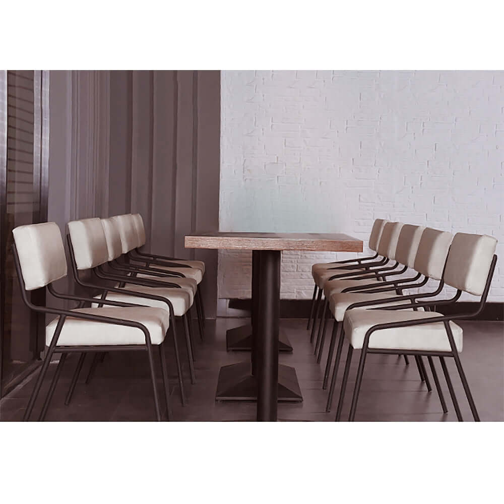 Premium White PU Leather Dining Chairs Set of 2 - Industrial Upholstered Kitchen Chairs for Modern Home & Restaurant Use