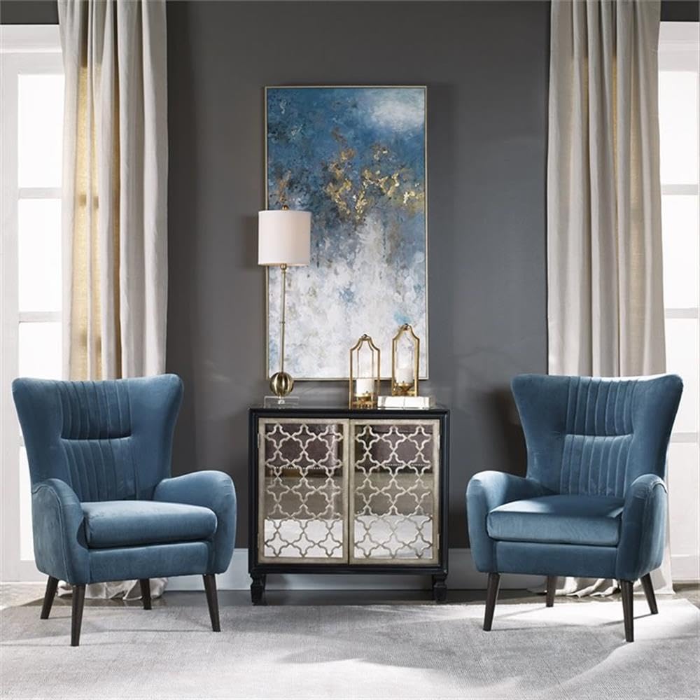 BOWERY HILL Modern Accent Chair - Teal Blue & Espresso Finish - Perfect for Living Room, Bedroom or Office Decor