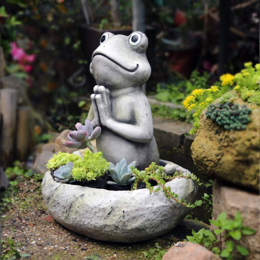 LIUSHI Creative Resin Flower Pots - Yoga Frog Design Garden Planter for Outdoor Decor, Praying Frog Statue | Perfect for Patio, Garden, and Home Decoration