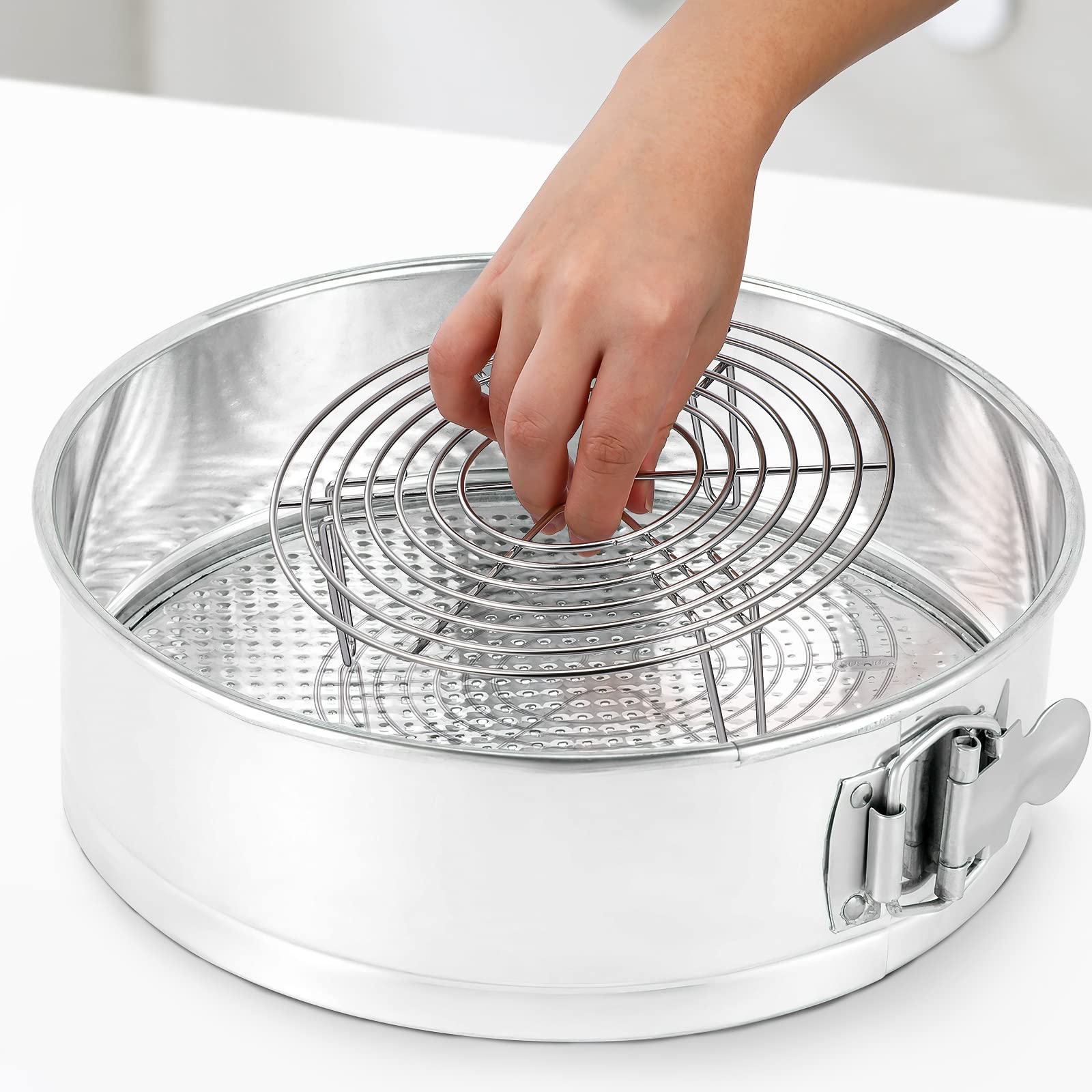 Hemoton Stainless Steel Round Cooling Rack for Baking, Cooking, Steaming - Fits Air Fryer, Stockpot & Pressure Cooker | Perfect for Cooling Cookies, Roasting Veggies & Multi-Purpose Kitchen Use