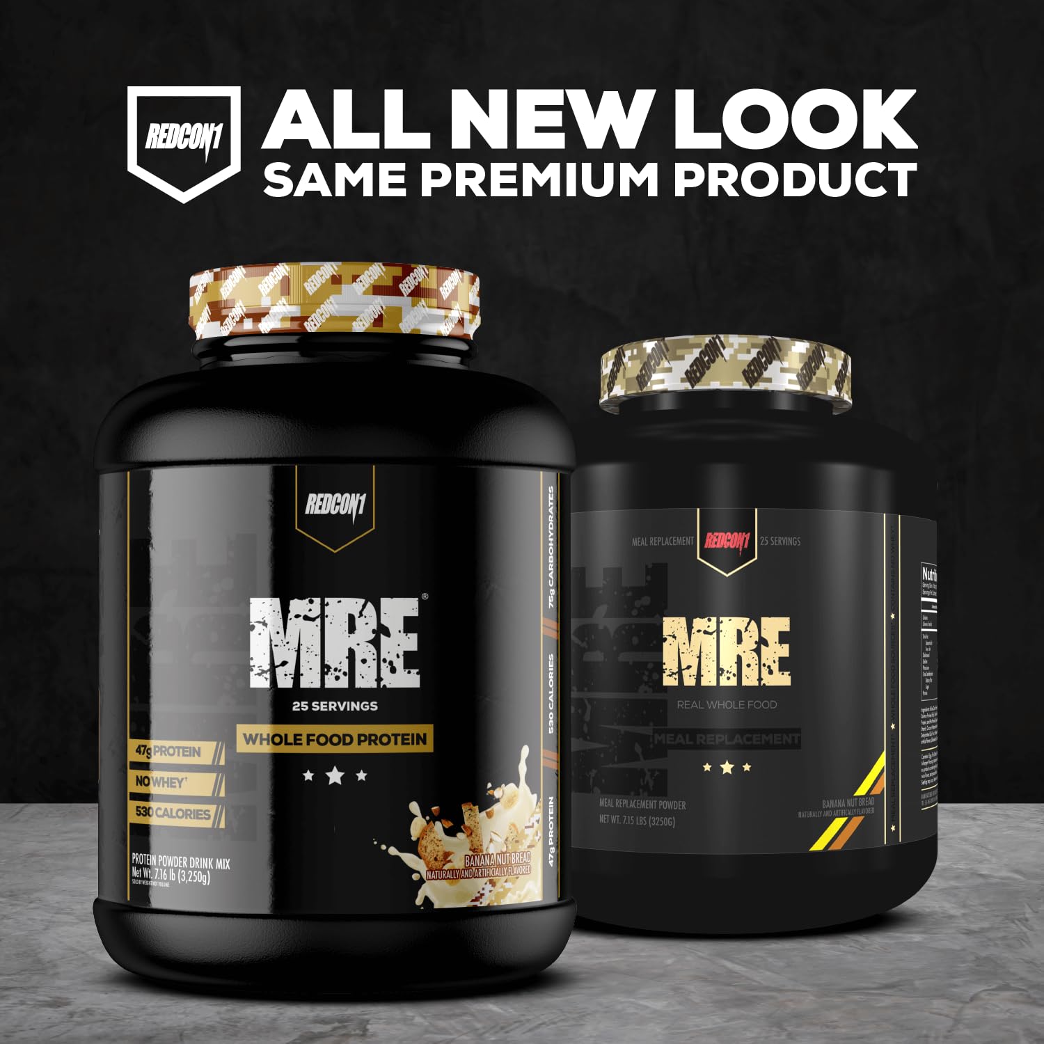 REDCON1 MRE Protein Powder - Banana Nut Bread Flavor | Meal Replacement with MCT Oil & Whole Foods | Muscle Recovery Protein Supplement | 25 Servings | Perfect for Post-Workout, Camping & Emergency Preparedness
