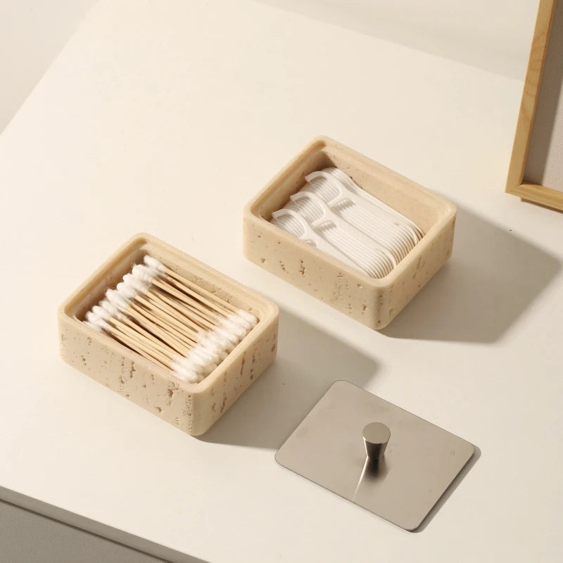Stackable Travertine Organizer - Stylish Bathroom & Kitchen Storage Tray for Jewelry, Cosmetics, and Essentials