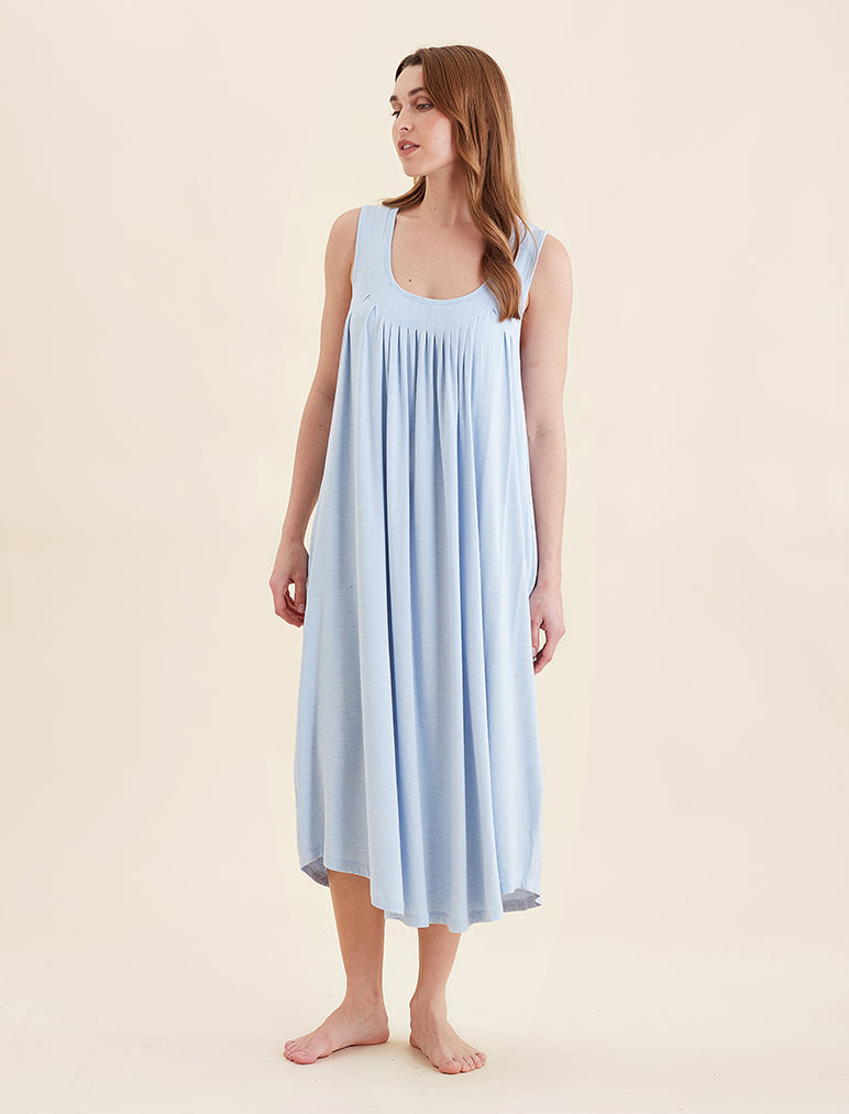 Kate Modal Soft Pleat Front Maxi Nightie - Comfortable Long Sleep Dress for Women, Breathable & Lightweight Nightgown for Summer, Perfect for Lounge Wear, Sleepwear & Maternity Comfort