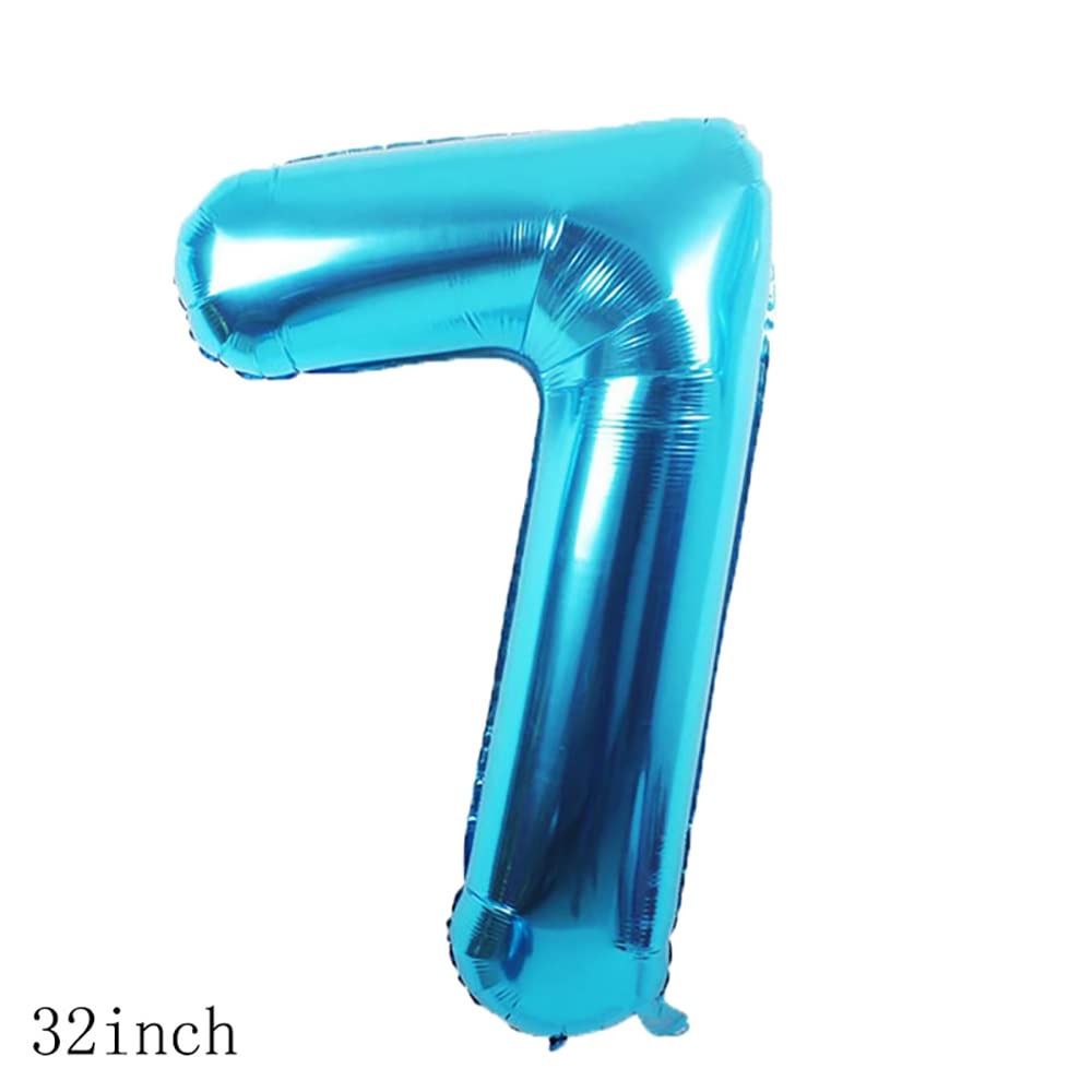 11-Piece Blue Foil Balloons for 7th Birthday Party Decorations - Confetti Balloons, Kids Party Supplies, 7-Year-Old Birthday Celebration - Perfect for Indoor/Outdoor Birthday Parties, Baby Showers & Special Events