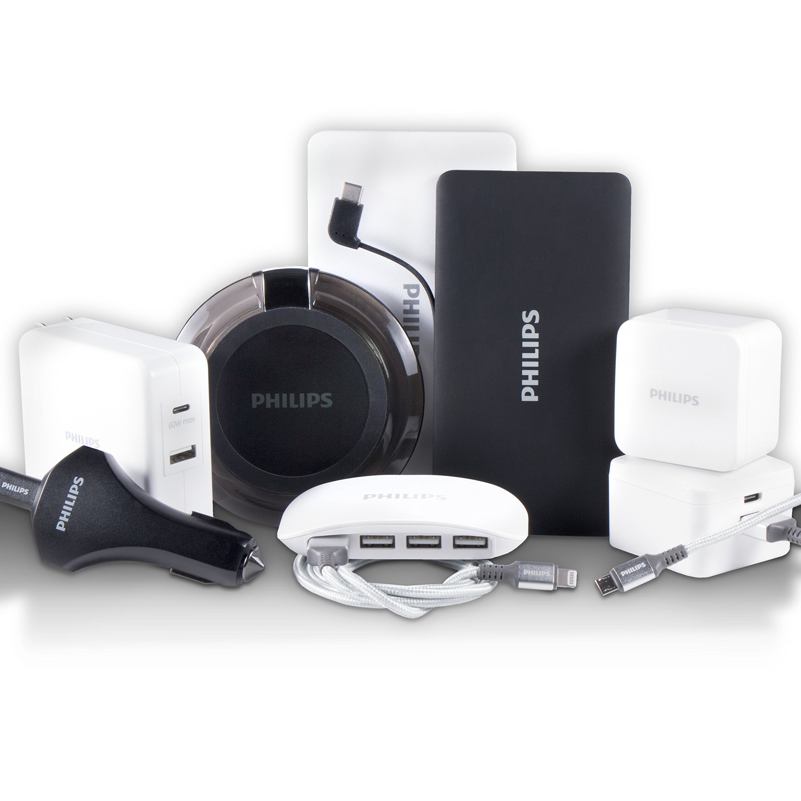 Philips 27W USB C Car Charger Fast Charging Adapter - Dual Port Cigarette Lighter Phone Charger for iPhone 16/15 Series, Samsung Galaxy, iPad & More - Perfect for Road Trips & Daily Commute (Black, DLP2559Q/37)
