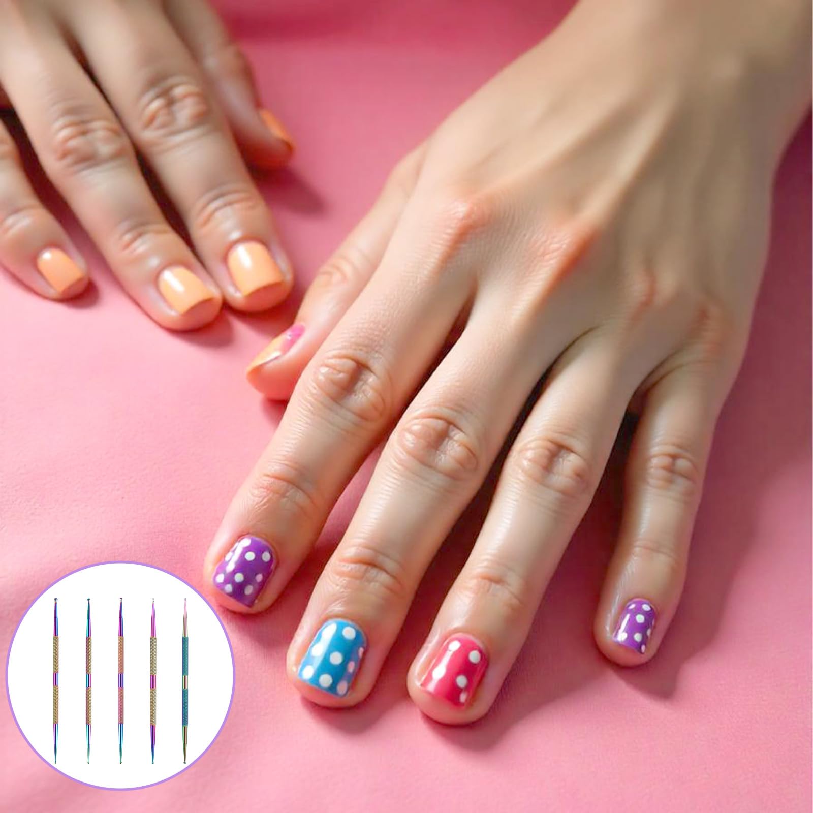 5pcs Nail Dotting Tools - Professional Nail Art Brushes for Beginners | DIY Nail Design at Home