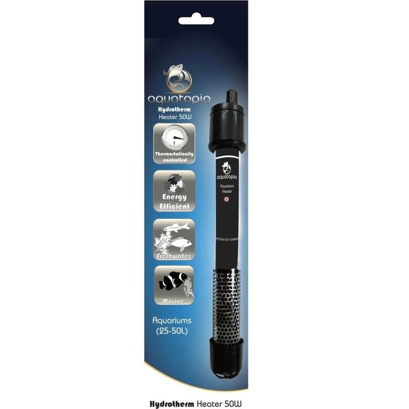 Aquatopia Hydrotherm 50W Submersible Aquarium Heater - 22cm for 25-50 Gallon Fish Tanks | Perfect for Tropical Fish, Betta & Saltwater Aquariums