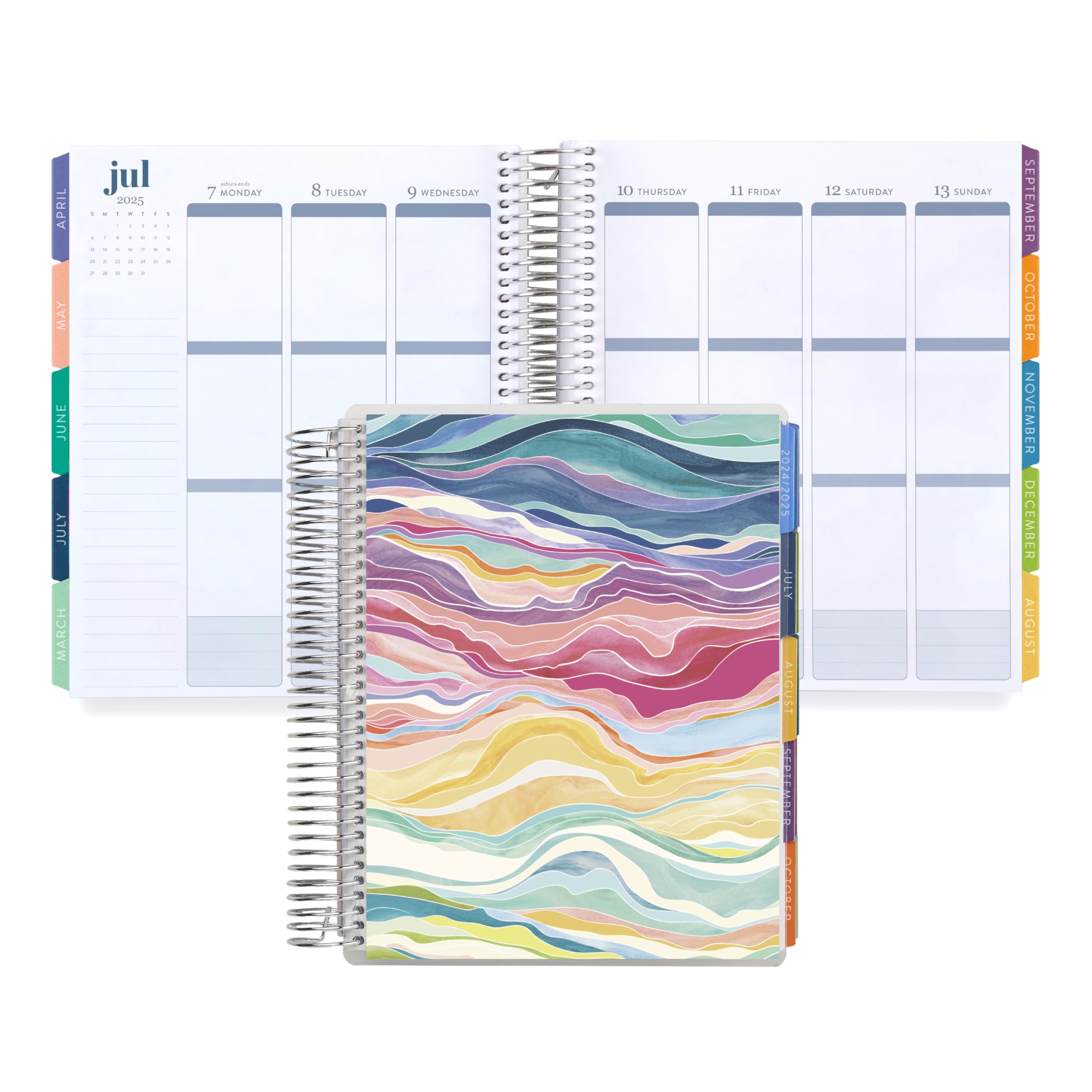 Erin Condren 2024-2025 7x9 Inch Life Planner with Colorful Classic Cover - Vertical Layout, Evolve Theme & Platinum Coil - Perfect for Daily Scheduling, Goal Tracking & Productivity (July 2024 - June 2025)
