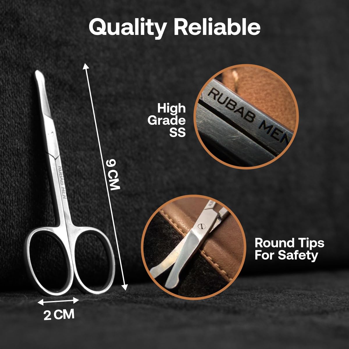 Premium Stainless Steel Nose Hair Scissors for Men - Safe Blunt Round Tip Trimmer for Beard, Mustache & Eyebrows | Heavy Duty Rust-Proof Grooming Kit | Travel-Friendly Personal Care Essential | Perfect for Home, Office & Travel Grooming