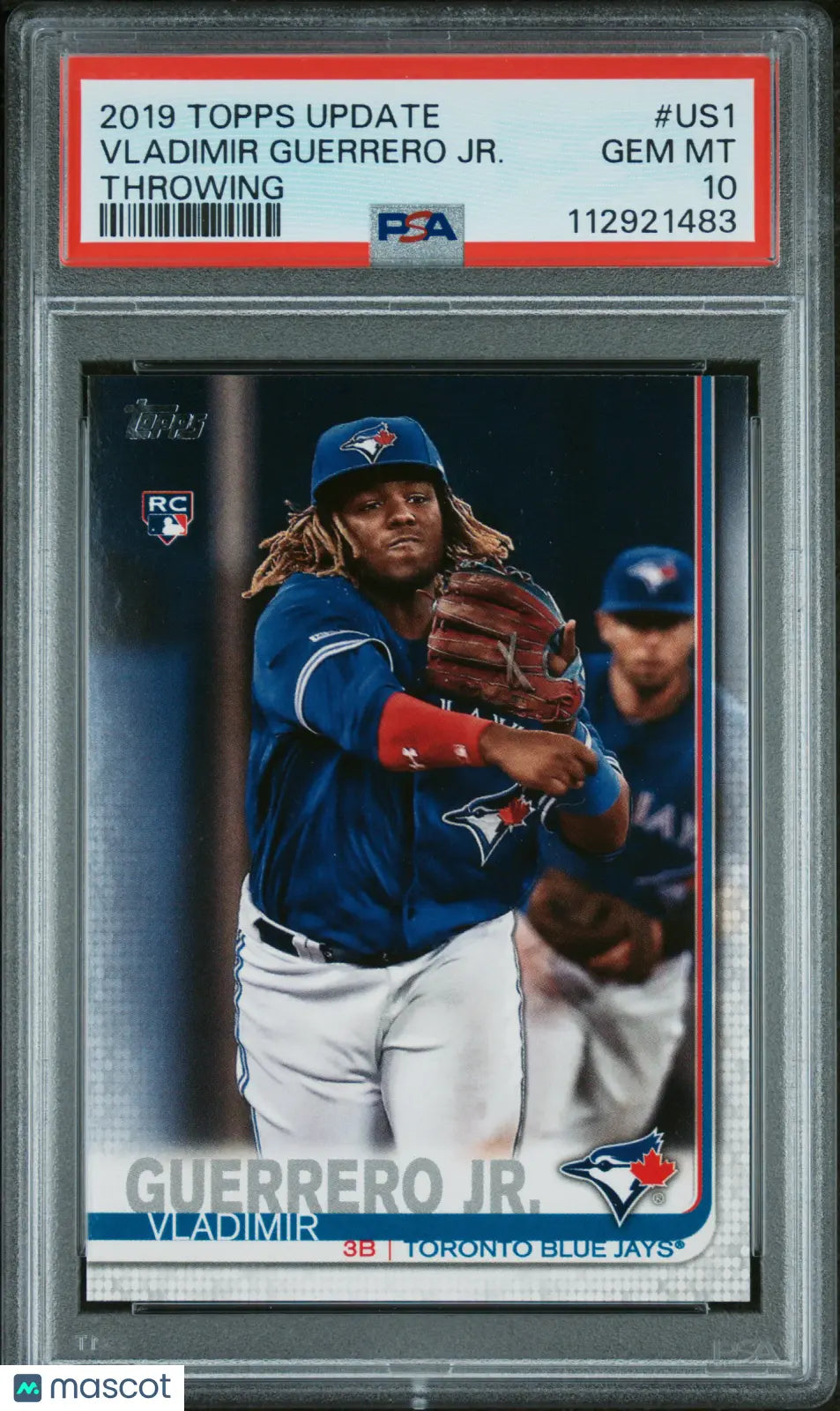 2019 Topps Update Baseball Vladimir Guerrero Jr. RC Rookie Card Throwing Pose PSA 10 Gem Mint - Perfect for Baseball Card Collectors and Sports Memorabilia Enthusiasts