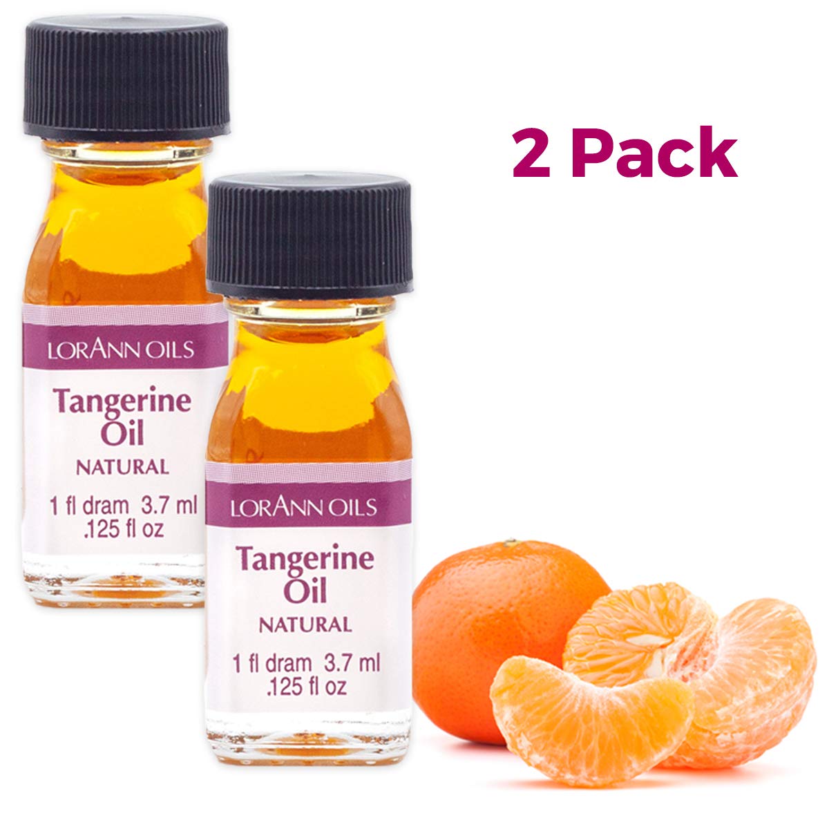 LorAnn Oils Super Strength Flavoring - Natural Tangerine Oil for Candy Making, Baking, Hard Candy & DIY Recipes - 4X Stronger Than Extracts - Pack of 2 (0.125 fl oz) - Perfect for Homemade Desserts, Beverages & Gourmet Cooking