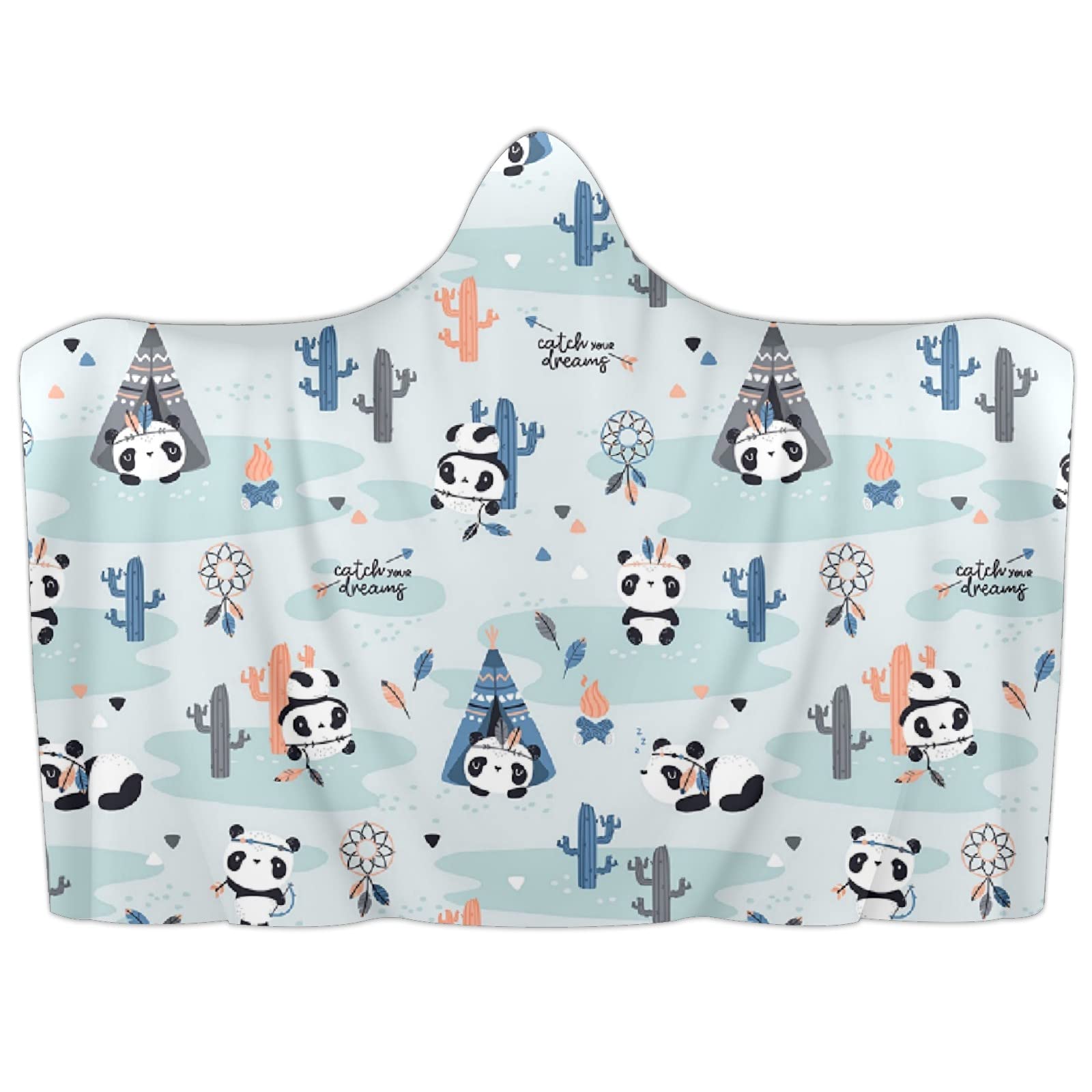 Panda Hooded Blanket for Kids - Soft & Cozy Fleece Wearable Blanket with Hood - Perfect for Nap Time, Movie Nights & Lounging at Home