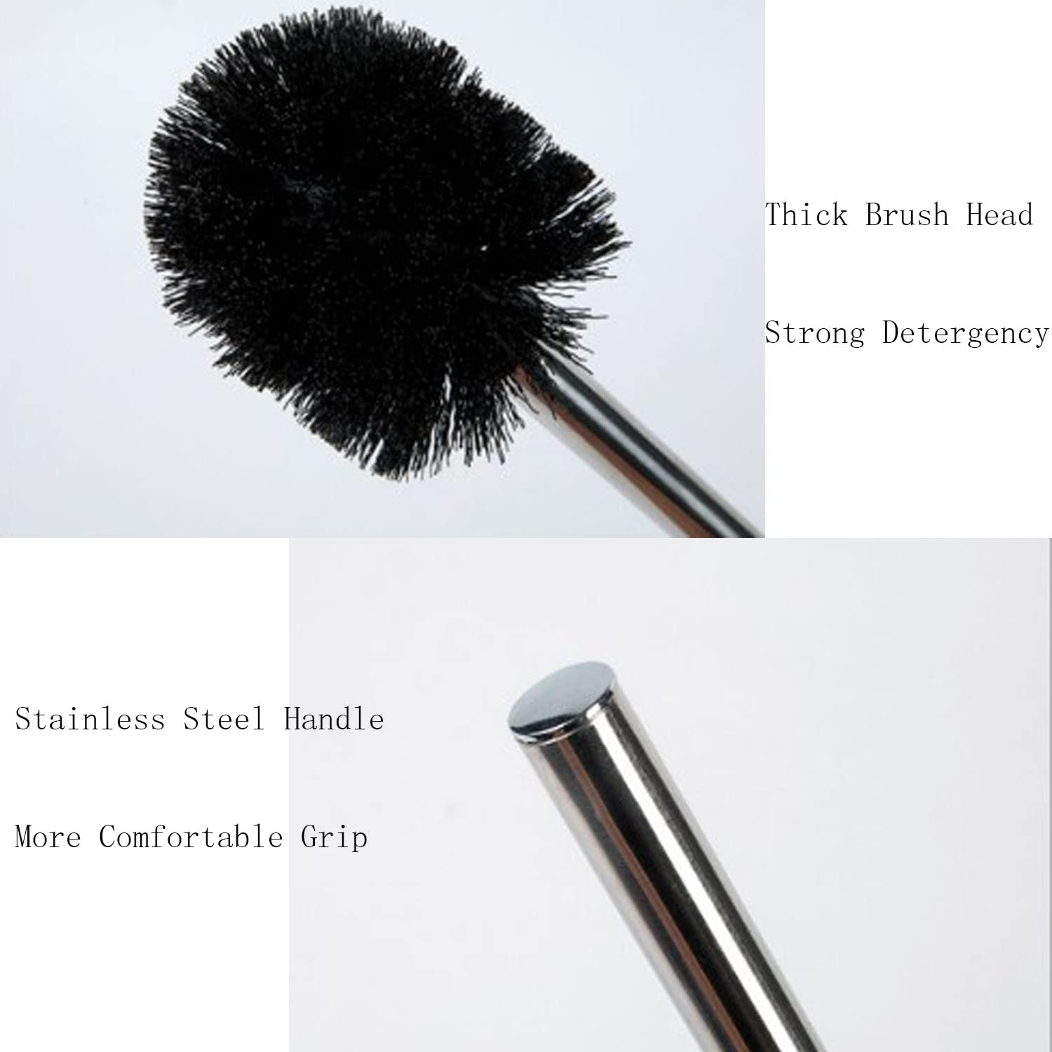 6-Pack Plastic Toilet Bowl Cleaning Brushes with Stainless Steel Handle - Durable Bathroom Scrubber for Deep Cleaning, Toilet Maintenance & Household Sanitation (Black) - Ideal for Home, Hotel & Commercial Restroom Use