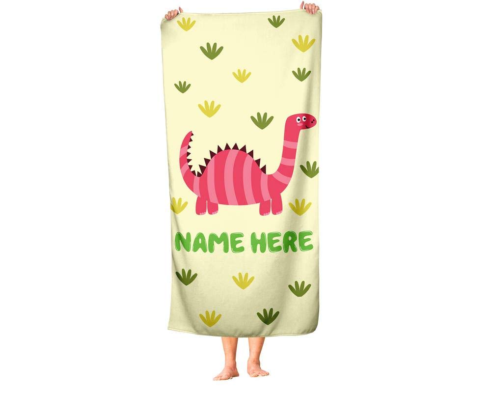 Custom Dinosaur Towels for Kids & Adults - Personalized Beach, Pool, Bath Travel Towels for Toddler, Baby, Boys & Girls - Perfect for Summer, Swimming, and Outdoor Adventures