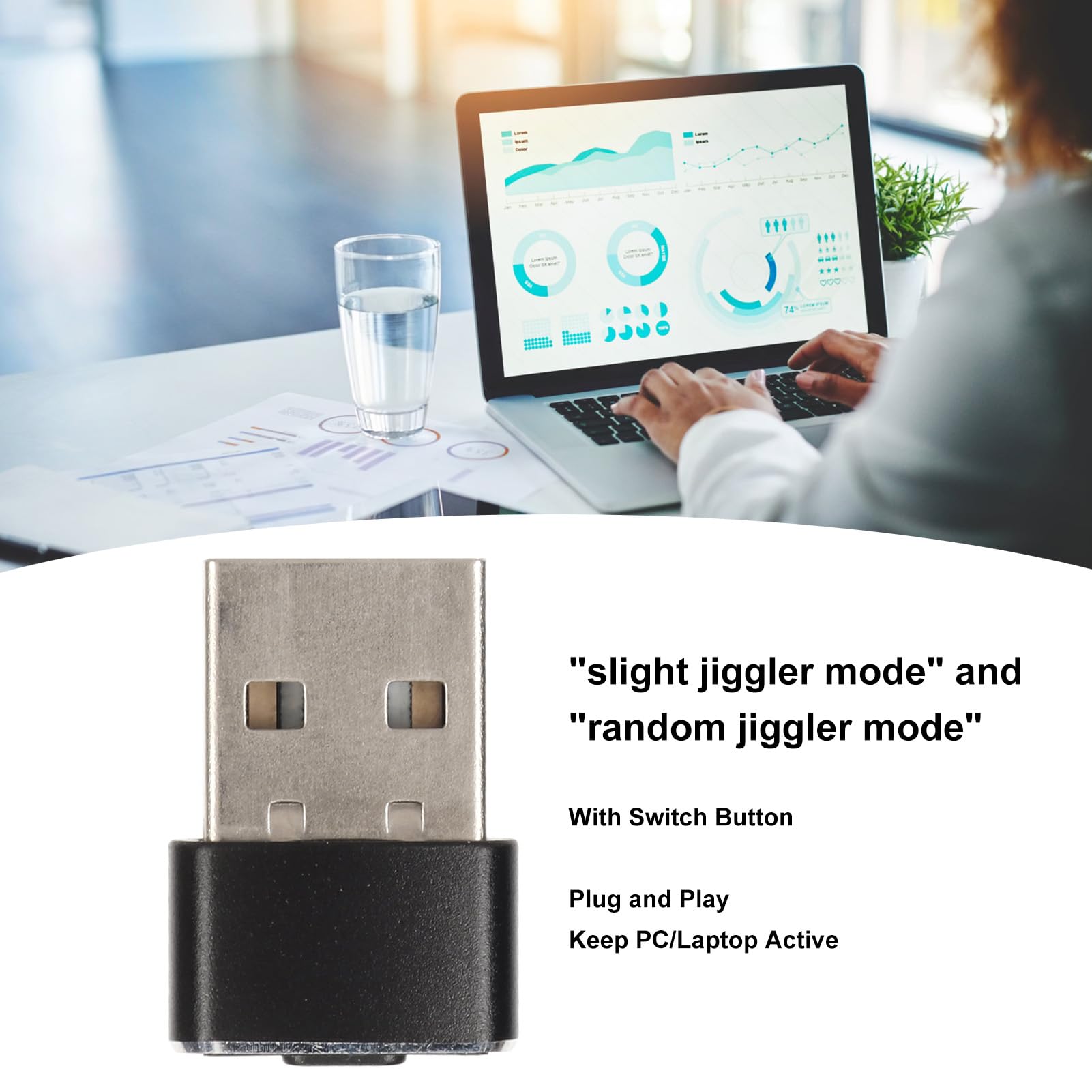 Automatic Mouse Jiggler & Computer Mouse Mover - USB Powered Undetectable Mouse Movement Simulator for PC/Laptop (Black) | Perfect for Remote Work, Online Meetings, Screen Saver Prevention & System Activity Maintenance