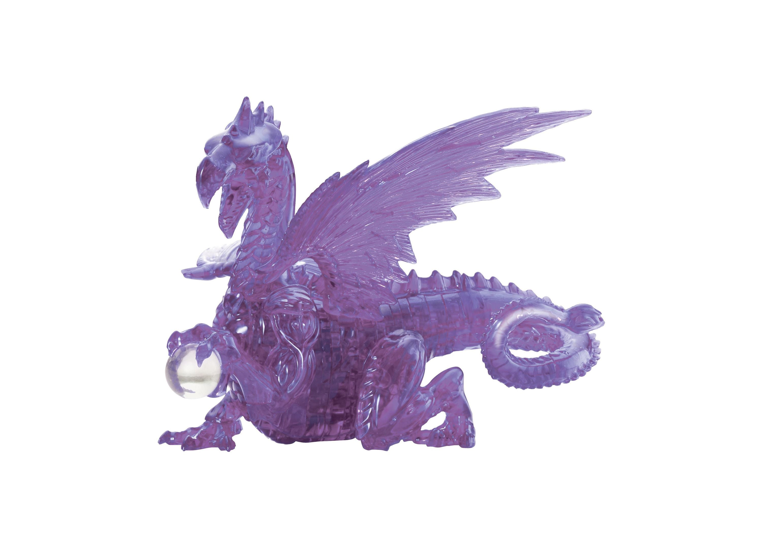 BePuzzled 3D Crystal Dragon Puzzle - 56 Piece Challenging Brain Teaser for Adults & Teens | Purple Dragon Model Kit for Home Decor & Gift Giving