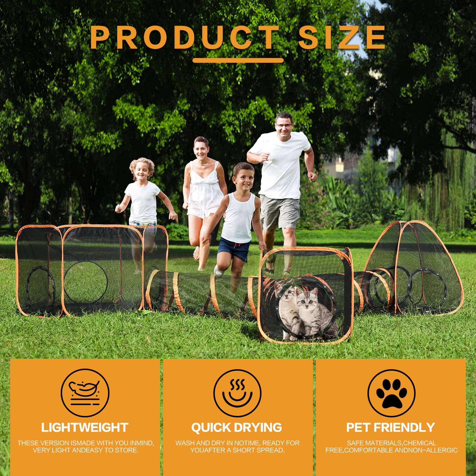5 in 1 Outdoor Cat Tent with Tunnel - Portable Cat Enclosure for Indoor & Outdoor Cats - Includes Cat Harness, Leash, Wand Toy & Feather Toys - Perfect for Backyard, Camping & Indoor Playpen