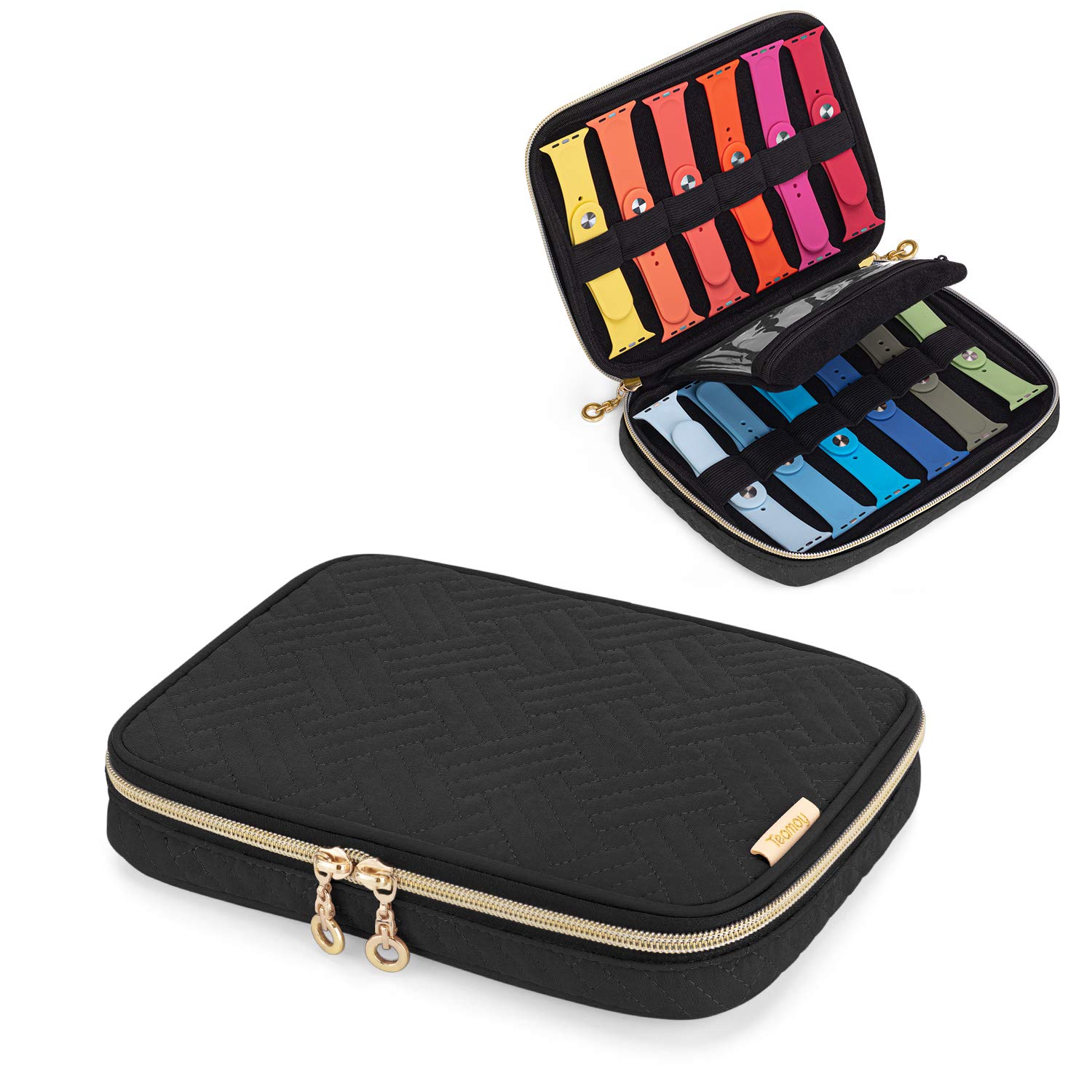 Premium Watch Band Storage Case - Holds 12 Watch Straps, Travel Organizer for Apple Watch & Smartwatch Bands (Black) | Perfect for Travel, Home Organization & Watch Collection Display