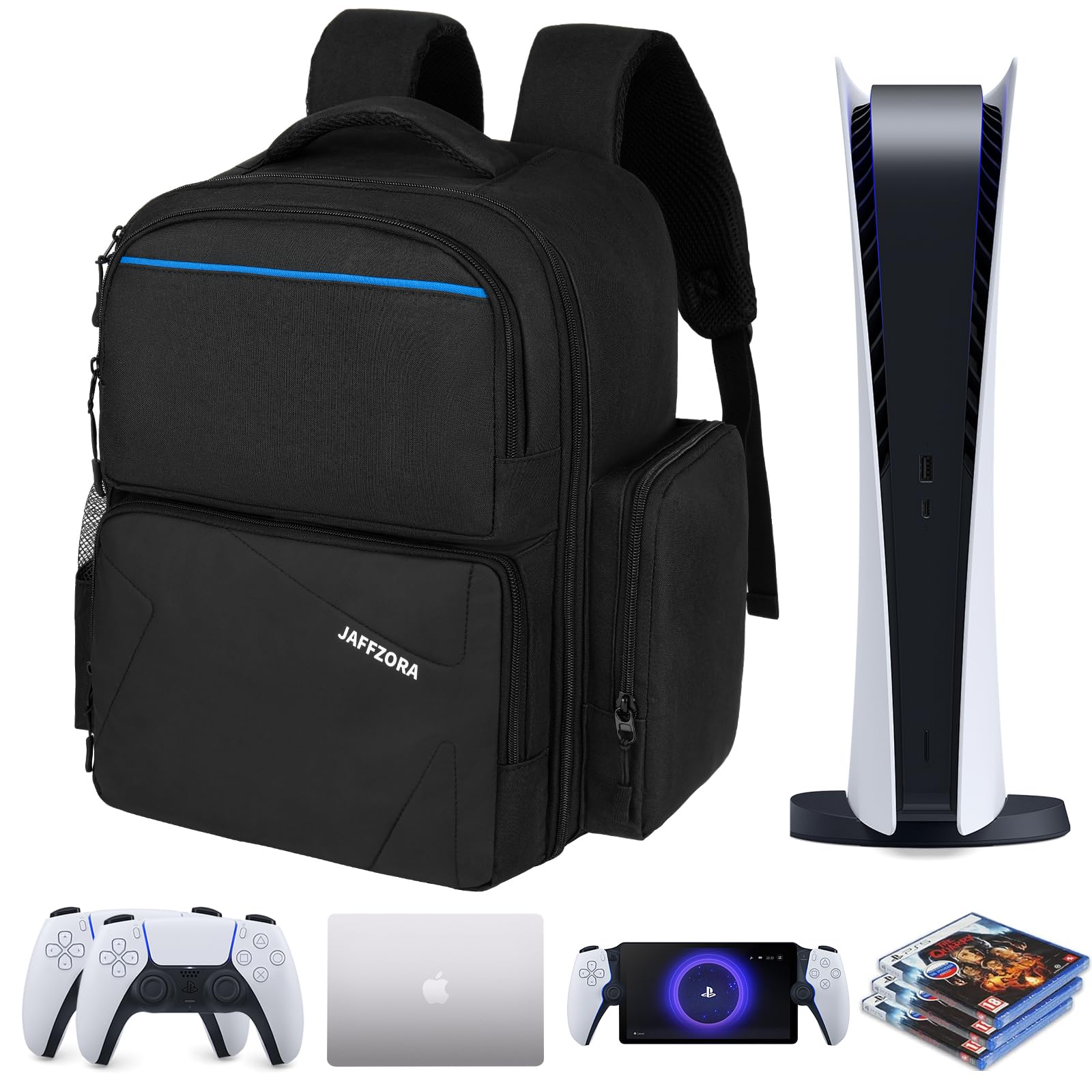 PS5 PRO/PS5 Travel Backpack - Protective Carrying Case Storage Bag for Playstation 5, PSP Handheld Console, 15.6'' Laptop & Gaming Accessories | Perfect for Travel, Commuting & Gaming Events