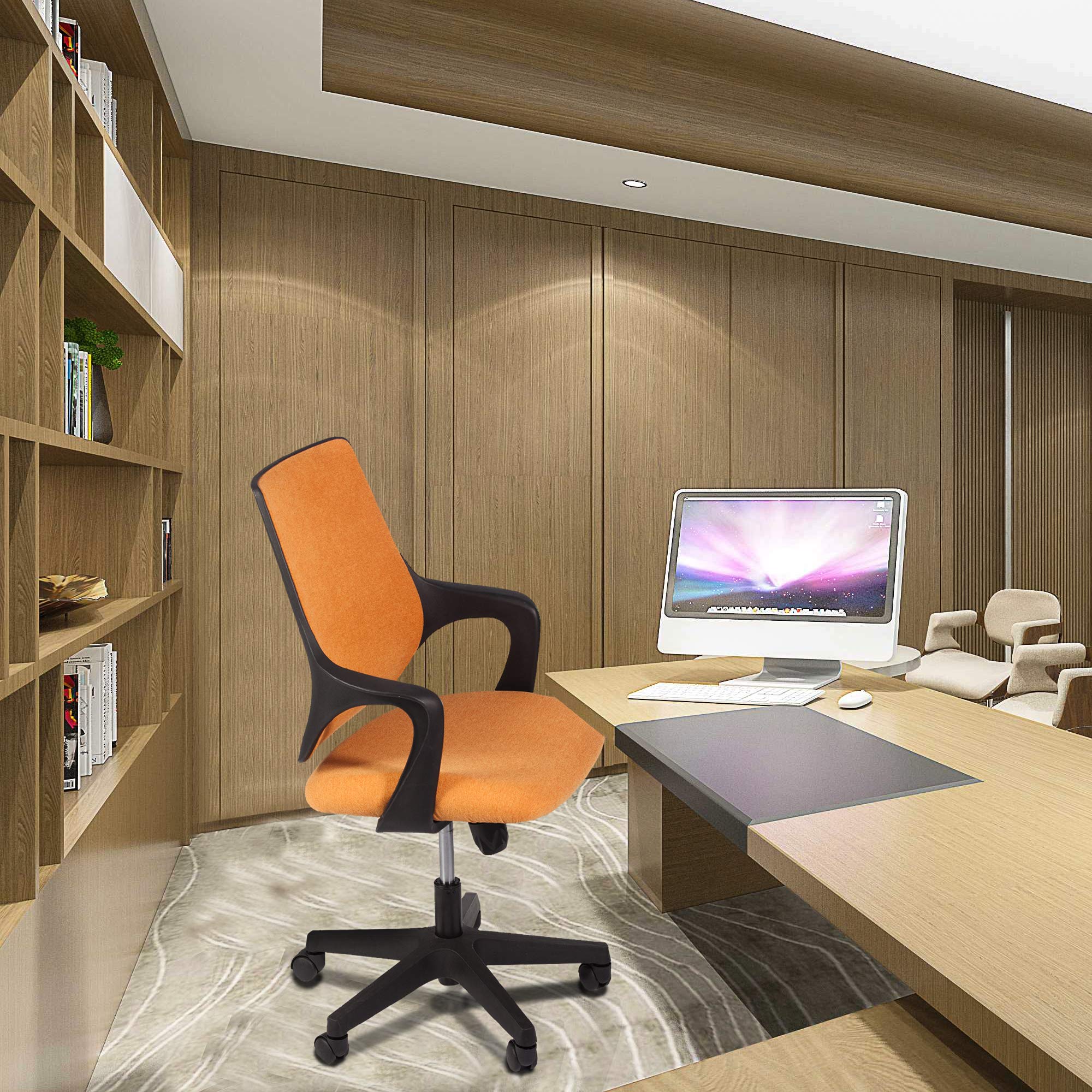 Ergonomic Swivel Office Chair with Adjustable Arms - Comfortable Computer Desk Chair for Home & Office - Orange - Perfect for Workstations, Gaming & Study Spaces