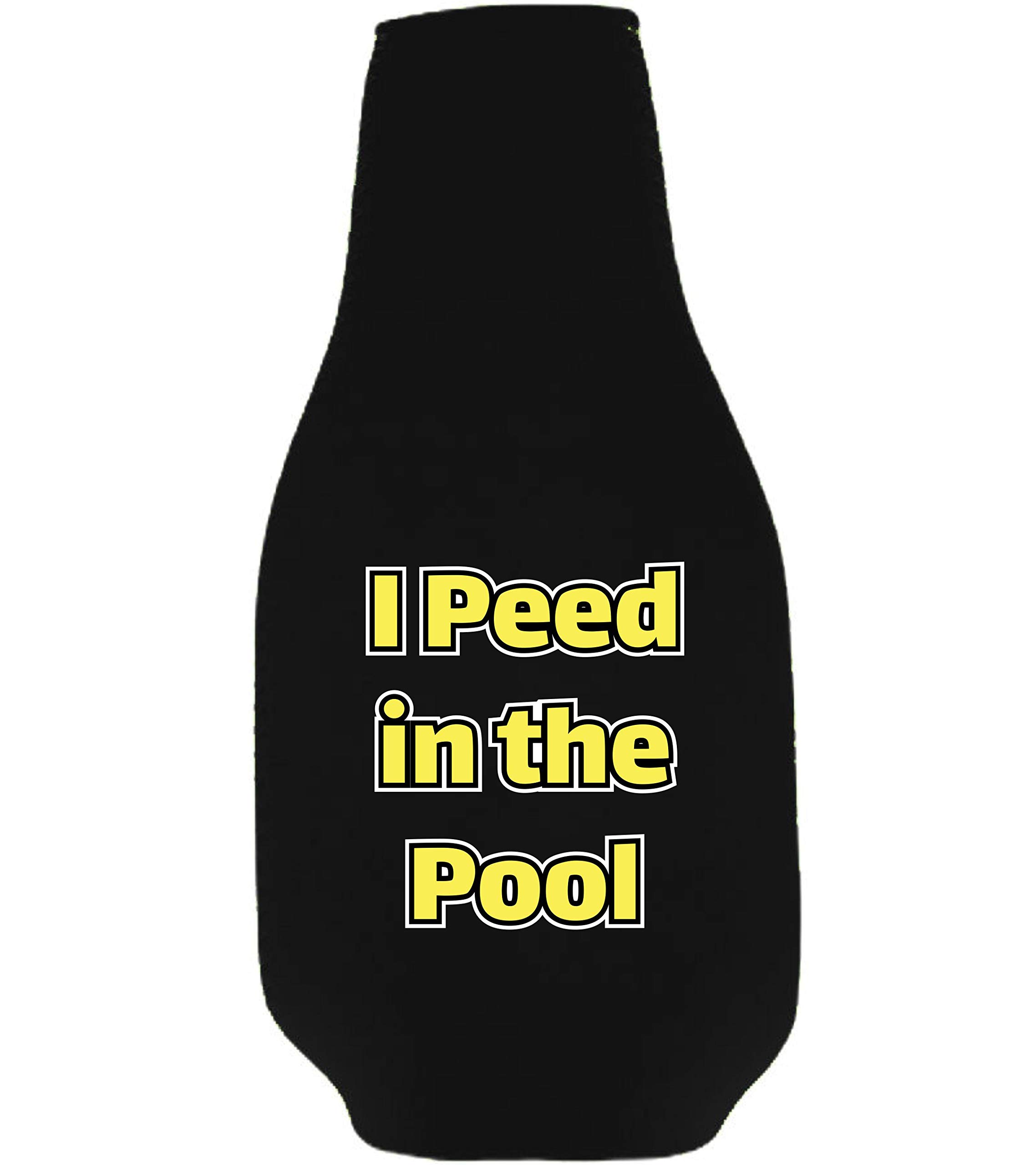Funny I Peed in the Pool Beer Bottle Coozie - Black Insulated Can Cooler for Pool Parties, Beach Outings & Summer BBQs