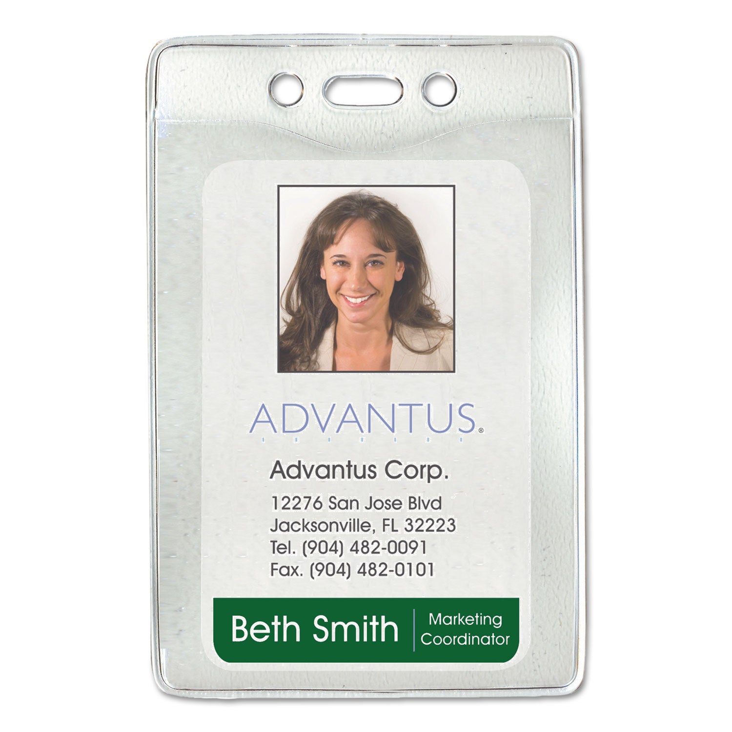 Advantus Clear Vertical ID Badge Holders with Pre-Punched Holes for Lanyard or Clip - 2.63