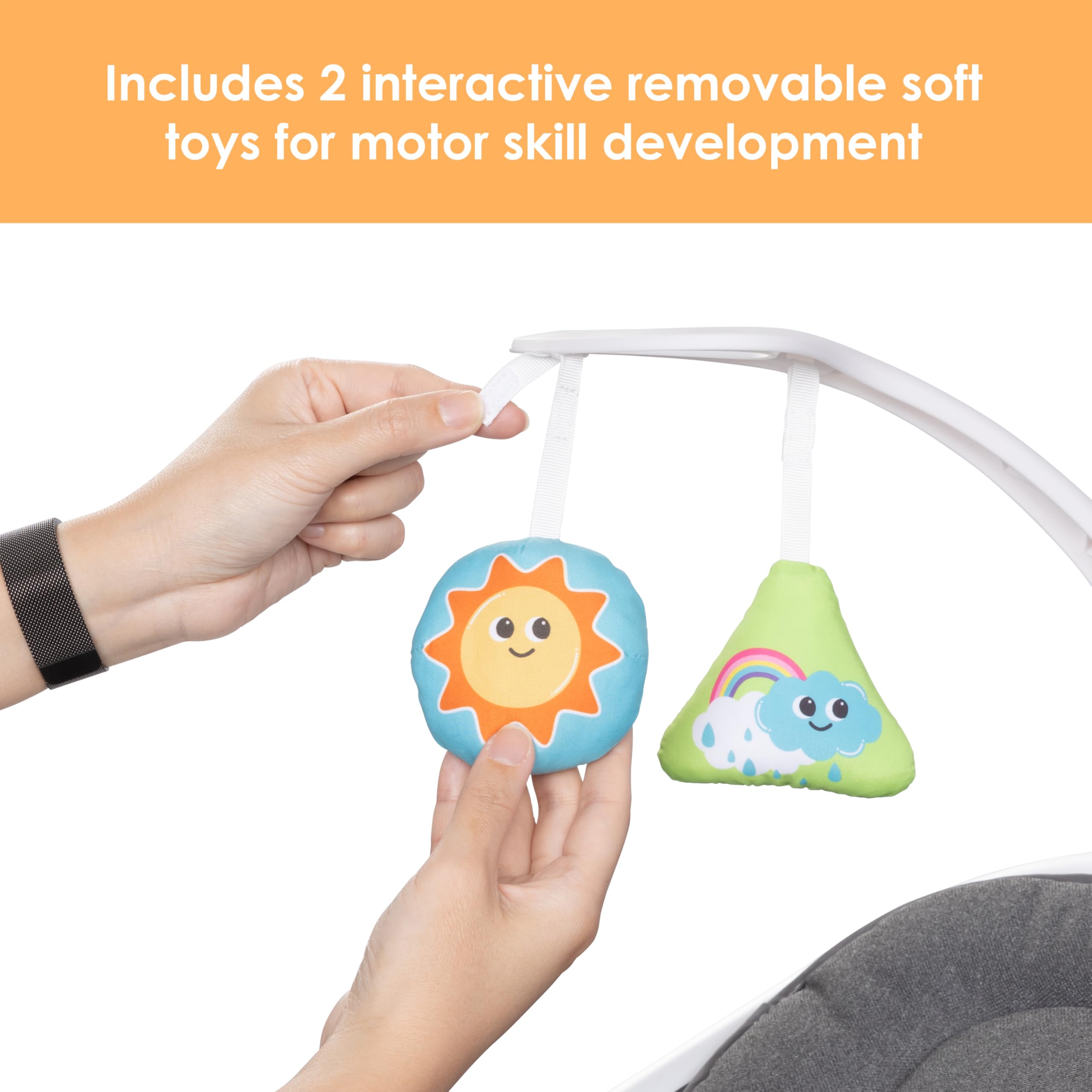 Baby Trend NuMotion Infinity Swing - Auto Gliding Baby Swing with 6 Speeds & Soothing Sounds, Dash Tan | Perfect for Newborns & Infants, Ideal for Nursery, Living Room & Travel