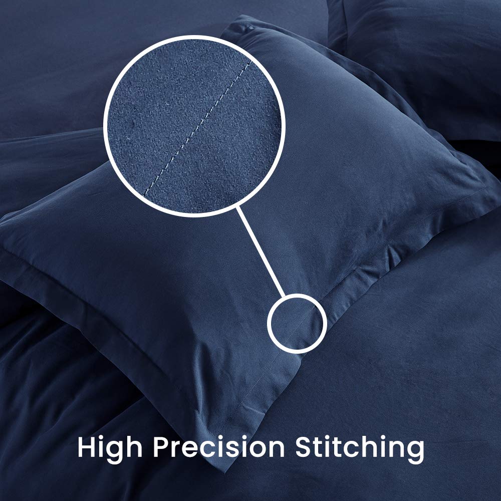 Queen Size Cooling Duvet Cover Set with NANOTEX Technology - Super Soft, Breathable 3-Piece Comforter Cover with Zipper Closure & 8 Corner Ties (Navy Blue) | All-Season Luxury Bedding for Hot Sleepers & Temperature Regulation