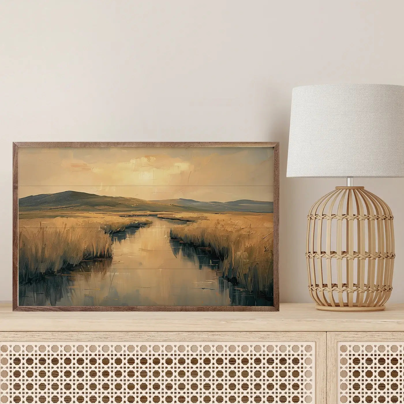 Lowlands Marsh Wood Framed Print - Nature Landscape Wall Art for Living Room, Bedroom & Office Decor