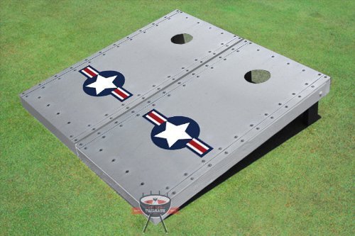 Premium Rivet Air Force Themed Cornhole Game Set - Military Inspired Outdoor Bean Bag Toss for Backyard, Tailgating & Patriotic Parties