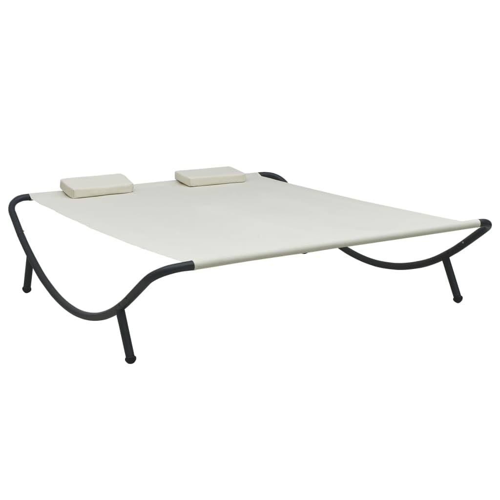 Outdoor Patio Lounge Bed with Cream Fabric - Perfect for Backyard Relaxation, Poolside Lounging, and Sunbathing