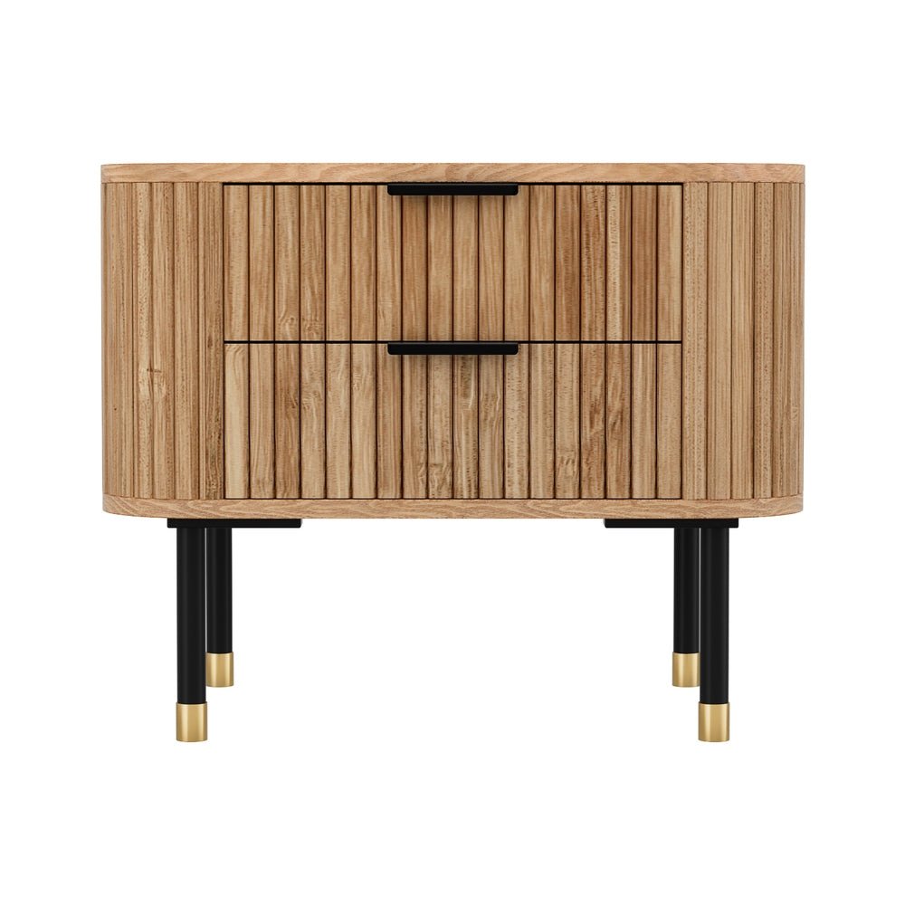 Premium Paulownia Wood Nightstand with 2 Drawers - Solid Pine Frame - Modern Bedroom Furniture for Small Spaces & Apartment Living
