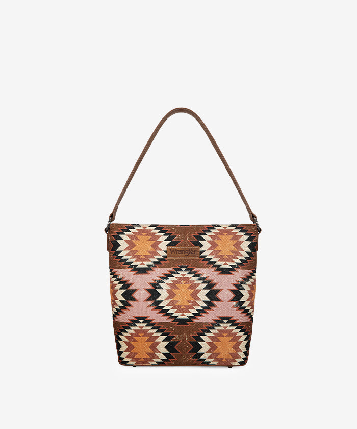 Wrangler Dual-Sided Print Canvas Shoulder Bag for Men & Women - Stylish Crossbody Purse for Travel, Work, and Everyday Use