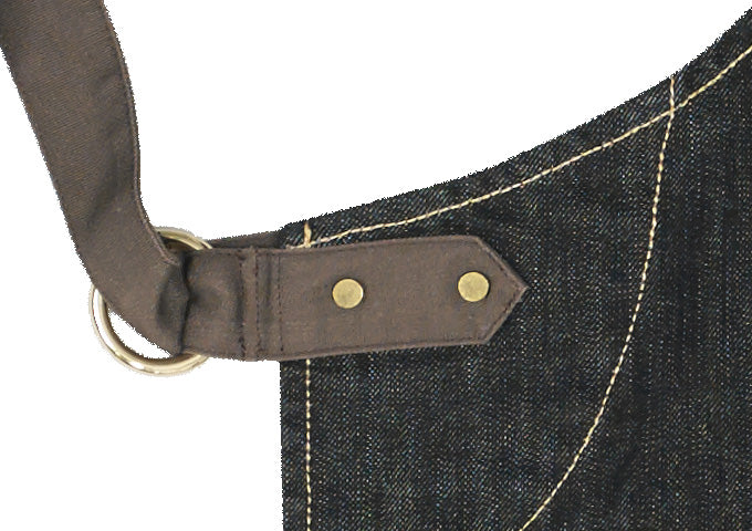 Winco Signature Chef Heavyweight Denim Bib Apron with Cross Back - Durable Kitchen Apron for Cooking, Grilling & Baking - Perfect for Professional Chefs & Home Cooks
