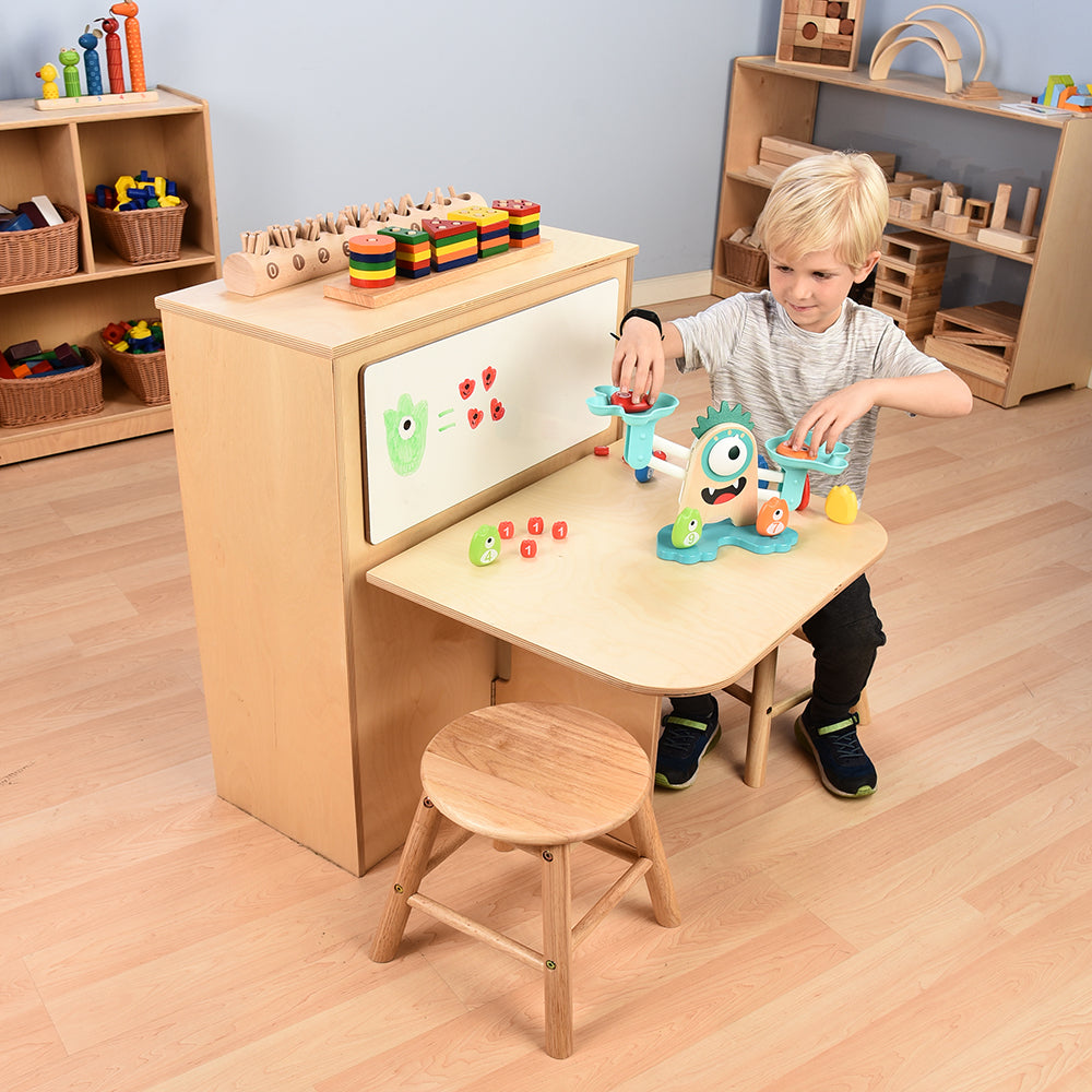 2 in 1 Kids Learning Center with Adjustable Stools & Magnetic Dry Erase Board - Perfect for Homeschooling, Preschool & Playroom Educational Activities