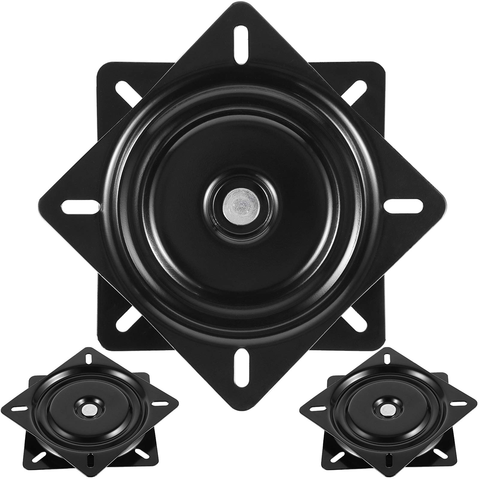 3 PCS 7-Inch Heavy Duty Bar Stool Swivel Plate Replacement - Ball Bearing Swivel Base Mount for Bar Stools & Chairs - Black - Perfect for Home Bars, Kitchen Islands & Restaurant Seating