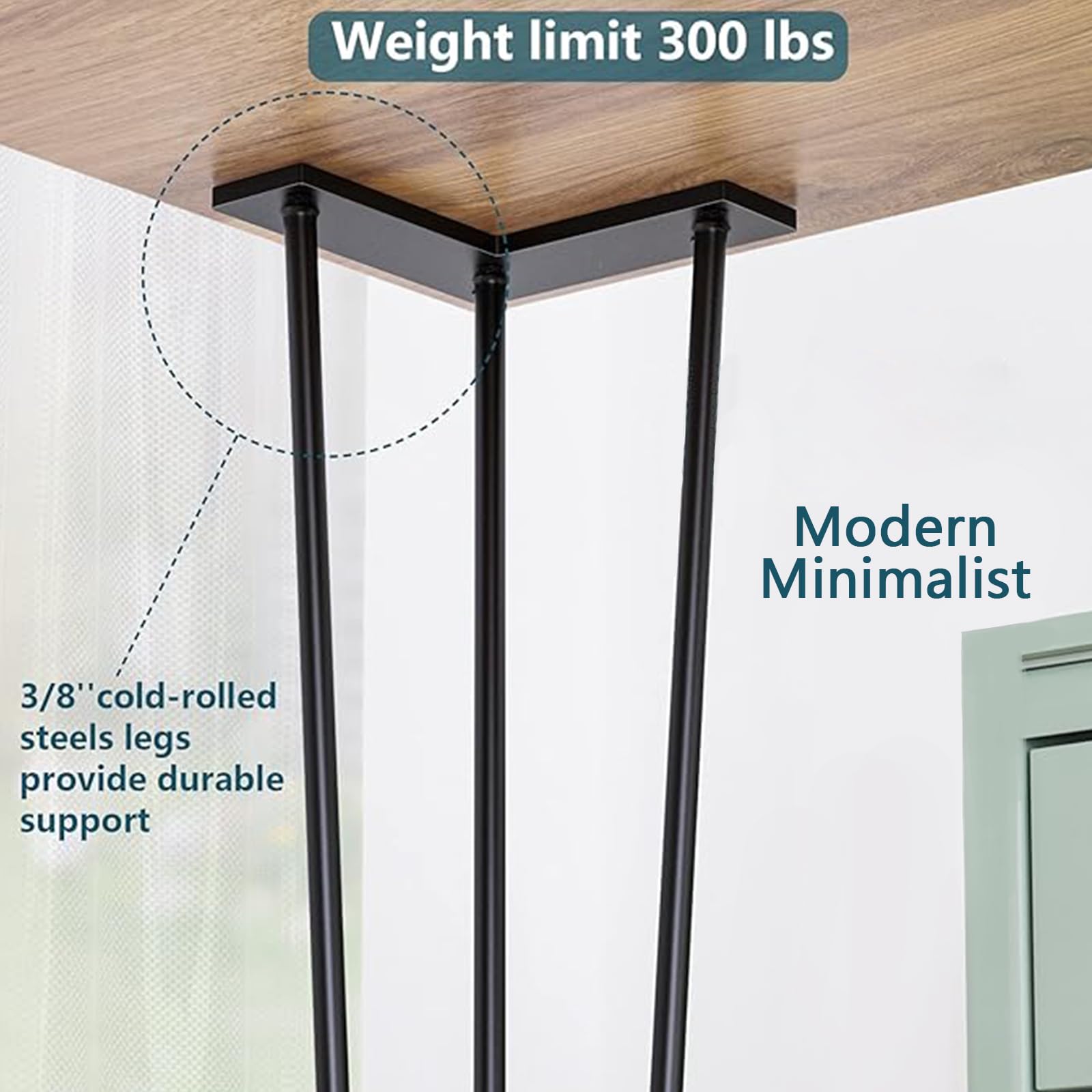 28 Inch Hairpin Coffee Table Legs - Heavy Duty Metal Furniture Legs Set of 4 for DIY Projects - Industrial Style Bench, Desk, Bar & Dining Table - Includes Rubber Floor Protectors - Perfect for Living Room, Office & Restaurant Decor