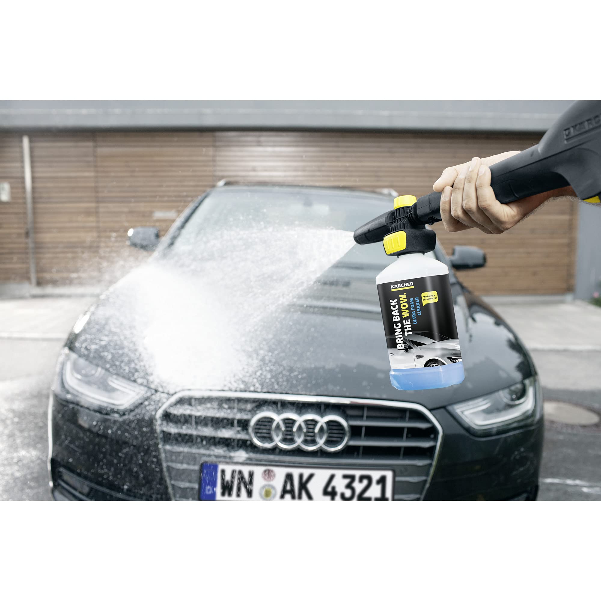 Karcher 1L Ultra Foam Cleaner - Plug & Clean Pressure Washer Detergent for Cars, Driveways & Patios - Heavy Duty Foaming Soap for Deep Cleaning