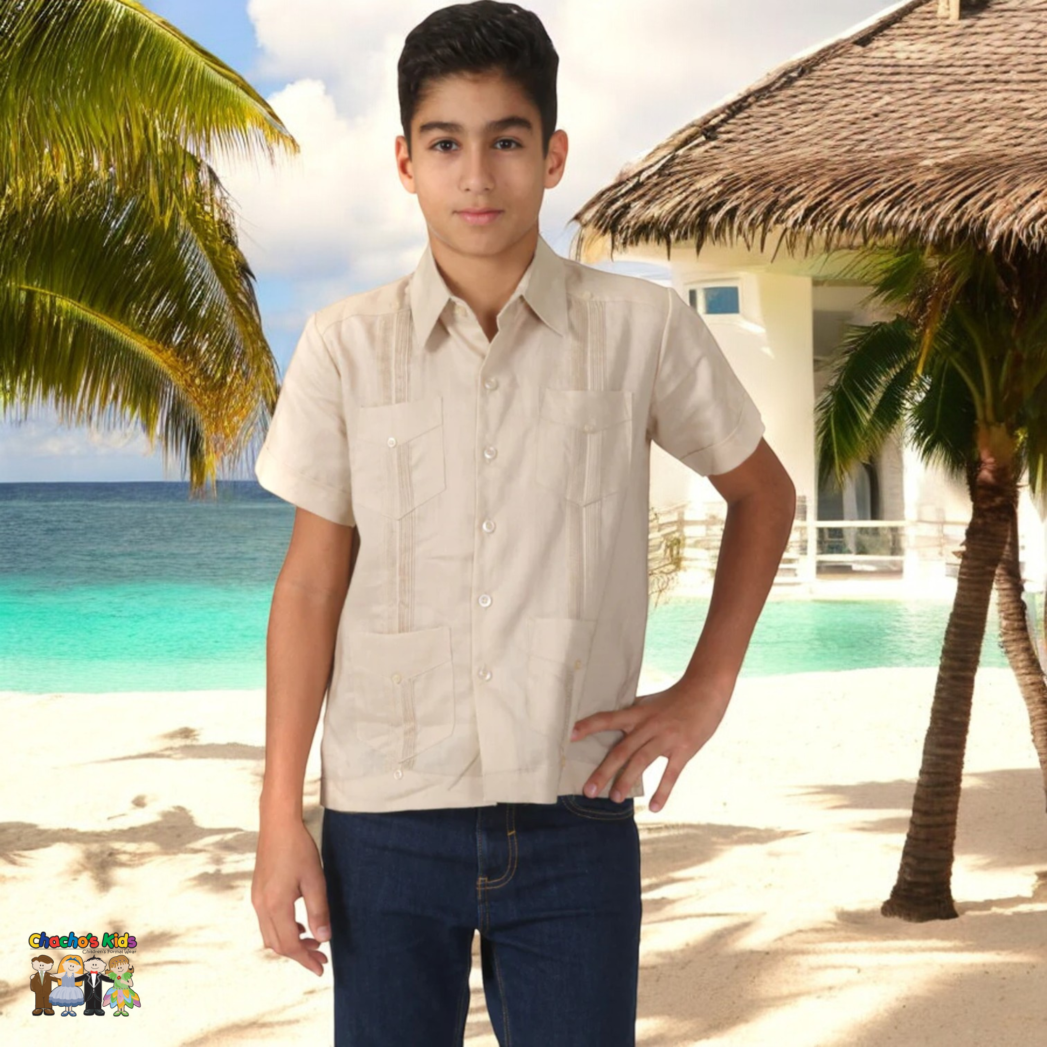Boys Guayabera Shirt - Stylish & Comfortable (1645/1671) - Perfect for Summer Outfits & Special Occasions