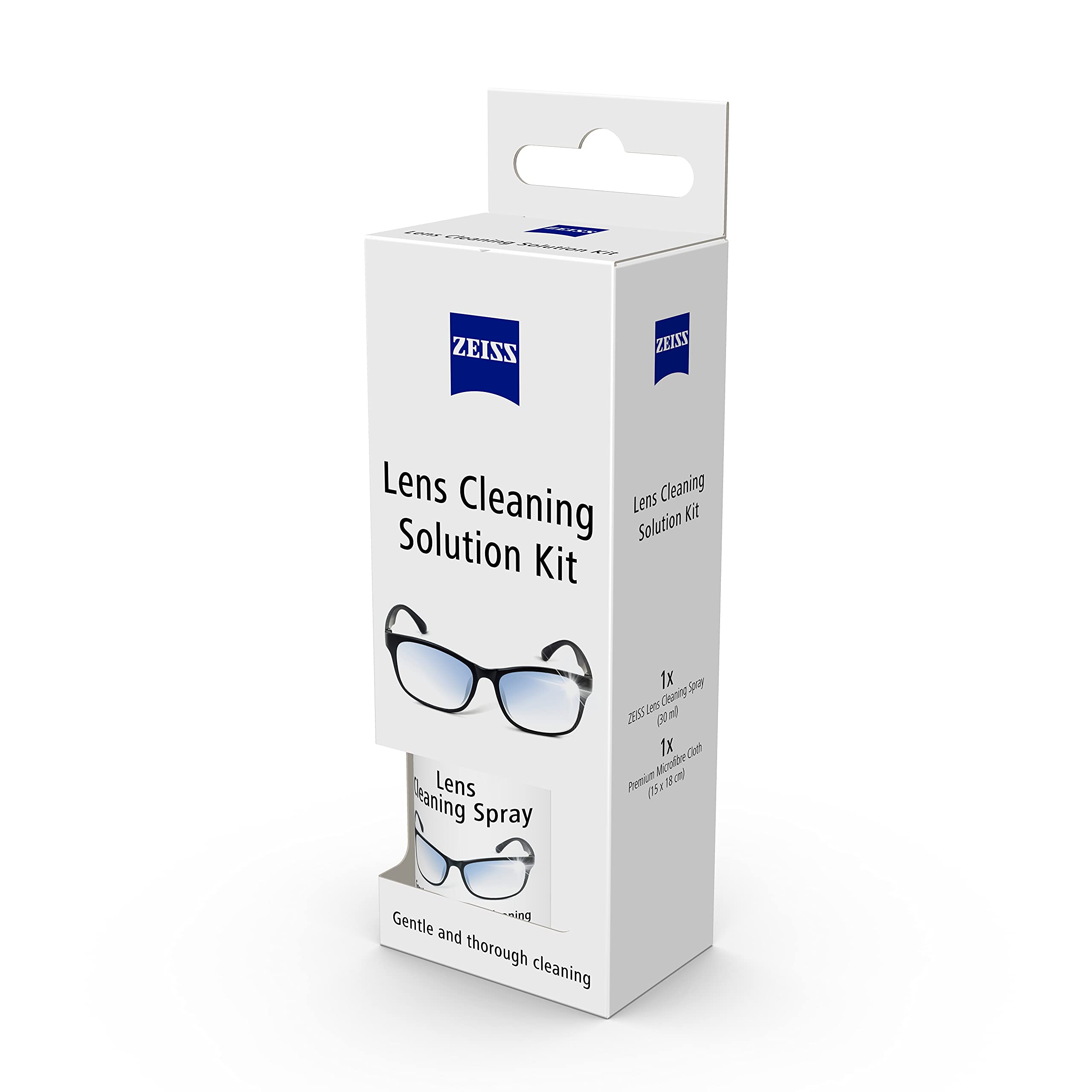 ZEISS Lens Cleaning Solution Kit 30ml with Premium Microfiber Cloth - Pack of 1 | Professional Cleaner for Eyeglasses, Sunglasses, Camera Lenses, Binoculars & VR Headsets | Ideal for Daily Cleaning, Travel & Outdoor Activities