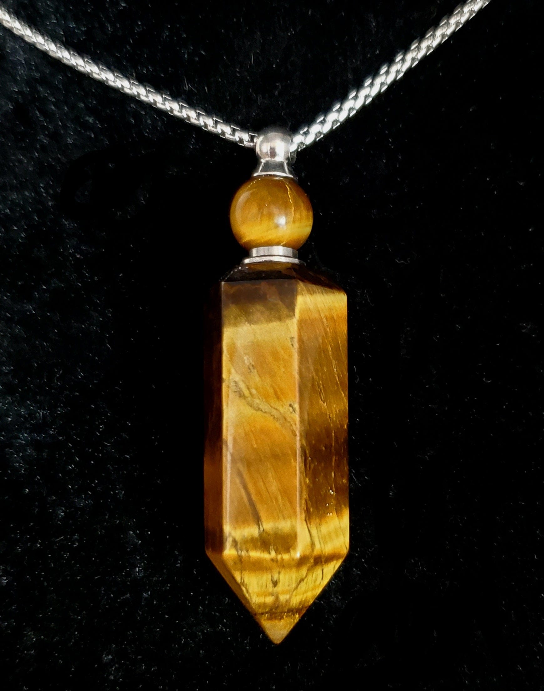 Tiger's Eye Ash Vial Pendant - Handmade Memorial Jewelry for Keepsakes, Cremation, & Spiritual Remembrance - Perfect for Grieving, Meditation & Healing Rituals