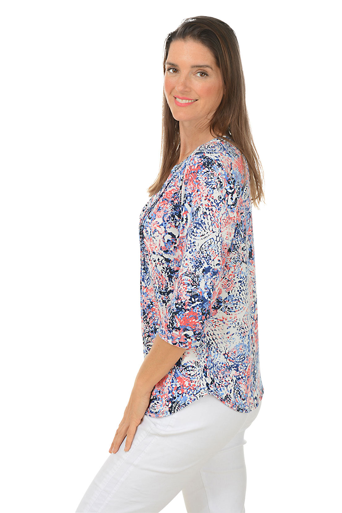 Floral Print Pleated Front Blouse for Women - Elegant & Stylish Tops for Casual Wear, Office & Date Night Outfits