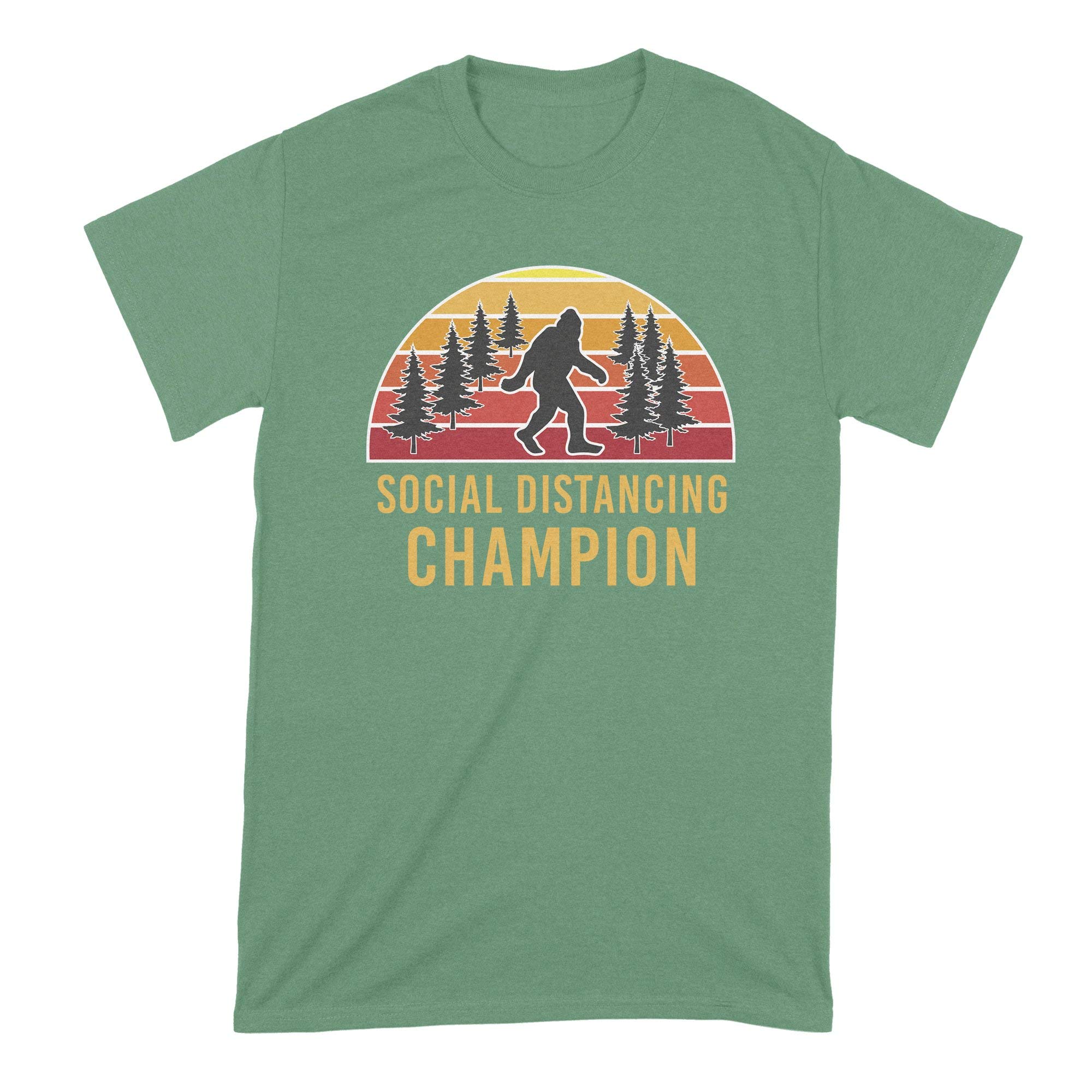 Funny Bigfoot T-Shirt - Social Distancing Champion Graphic Tee - Sasquatch Humor Apparel for Men & Women - Perfect for Outdoor Adventures & Casual Wear