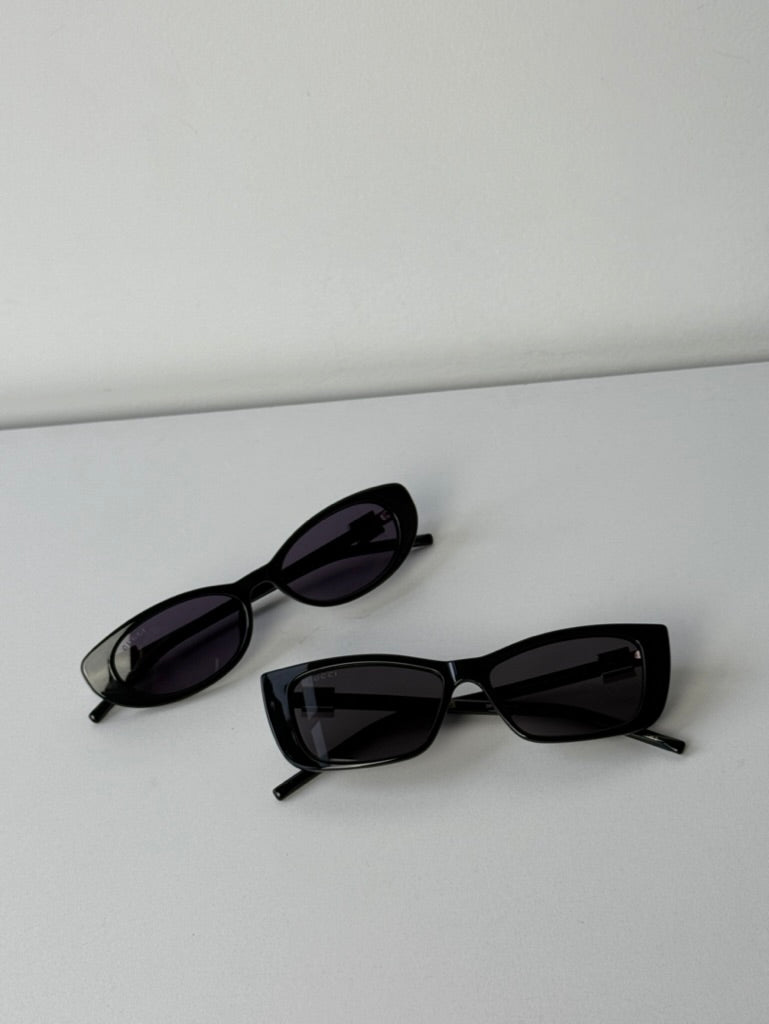 Gucci GG1681S Black Crystal Slim Cat Eye Sunglasses for Women - Luxury Designer Shades for Fashion & Sun Protection - Perfect for Beach, Driving & Outdoor Activities