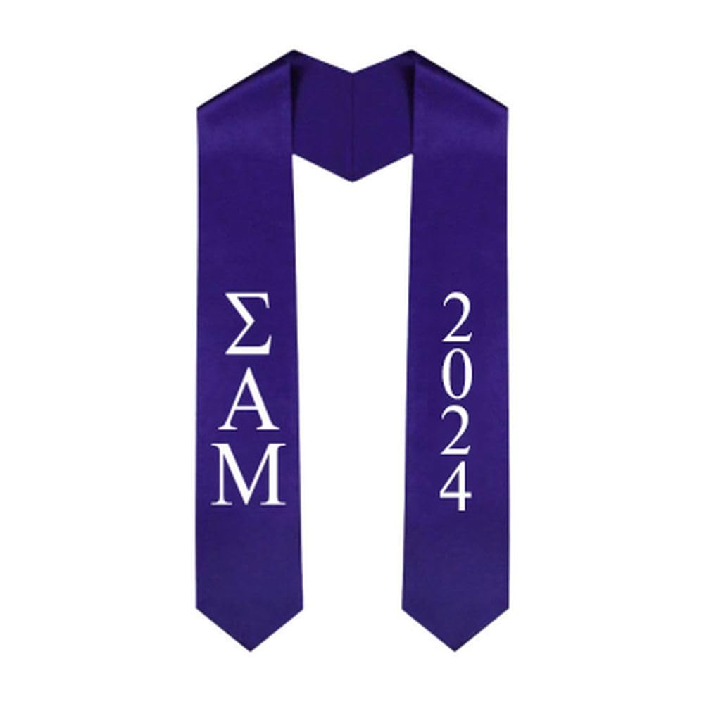 Custom Sigma Alpha Mu Greek Lettered Graduation Sash Stole with Year - Personalized Fraternity Graduation Stole for Commencement Ceremony & Sorority Events