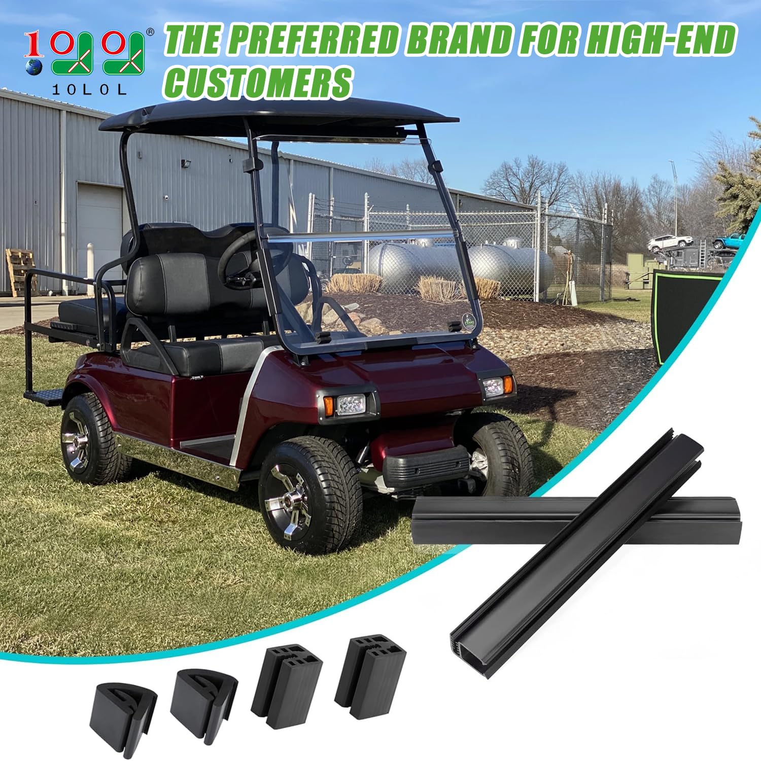 Golf Cart Windshield Mounting Clips Kit for Club Car DS & Precedent (1994-Up) - OEM 101444101, 102005801, 102163001 - Includes 12.6