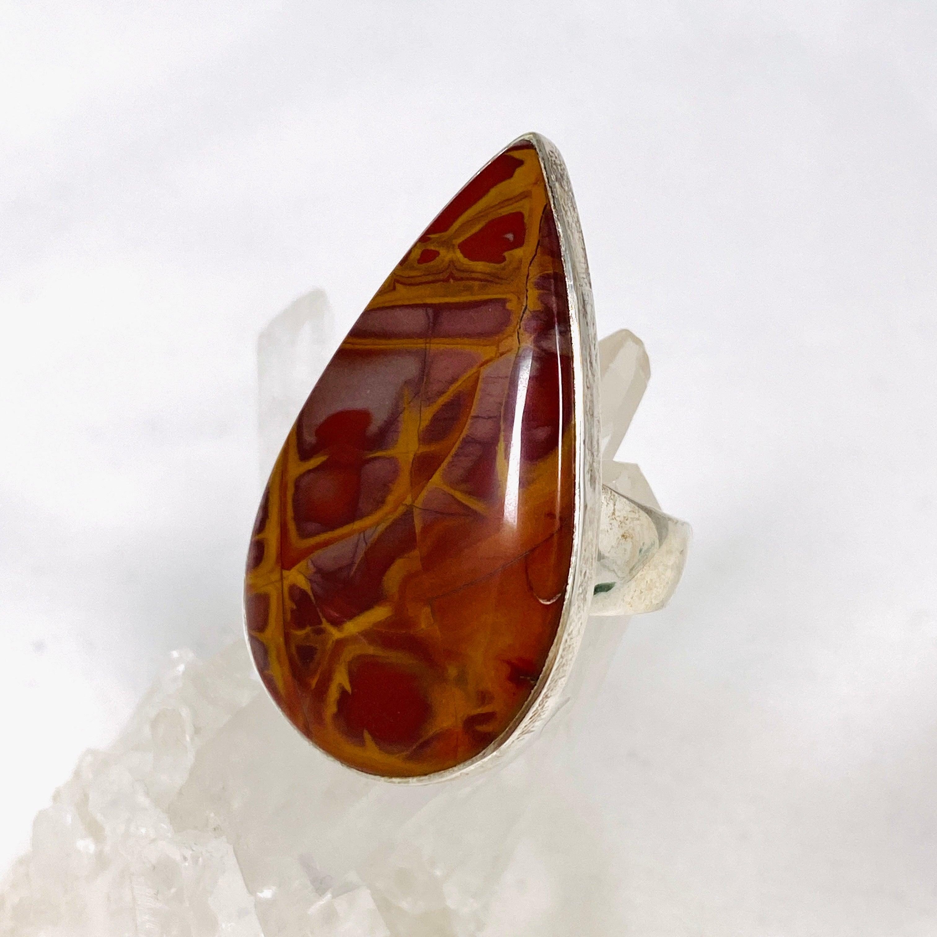 Natural Pilbara Noreena Jasper Teardrop Ring - Size 11 - KRGJ2222 - Handmade Boho Jewelry for Women - Perfect for Spiritual Healing, Meditation & Everyday Wear