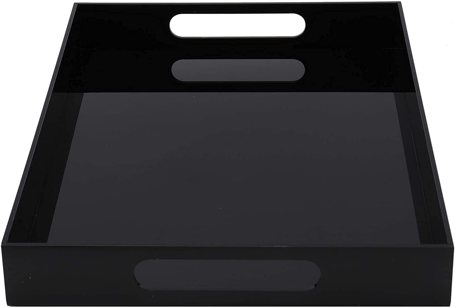 EHKO Black Acrylic Serving Tray with Handles - Decorative Coffee Table Tray for Breakfast, Snacks, and Drinks - Perfect for Dining Room, Kitchen, and Living Room Use